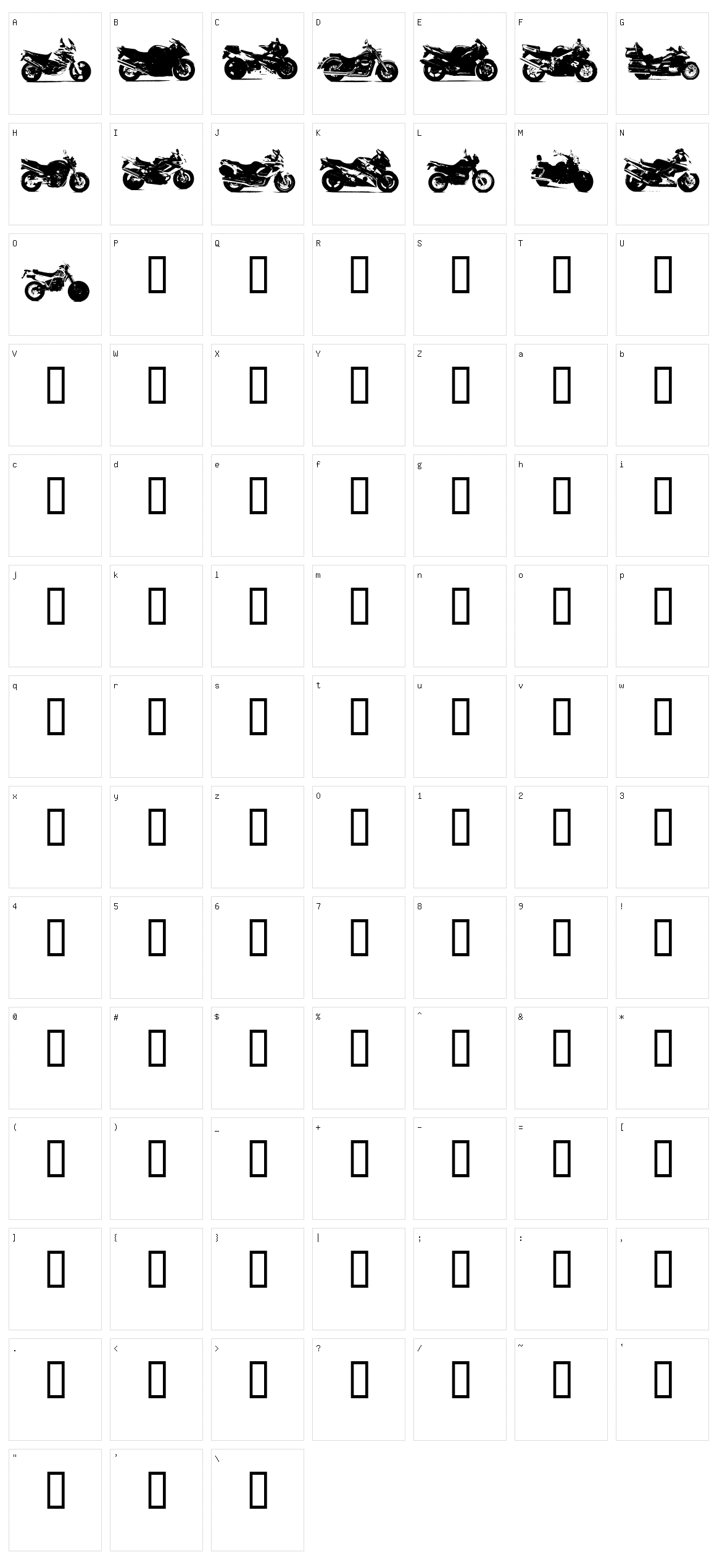 Motor Bikez Character Set