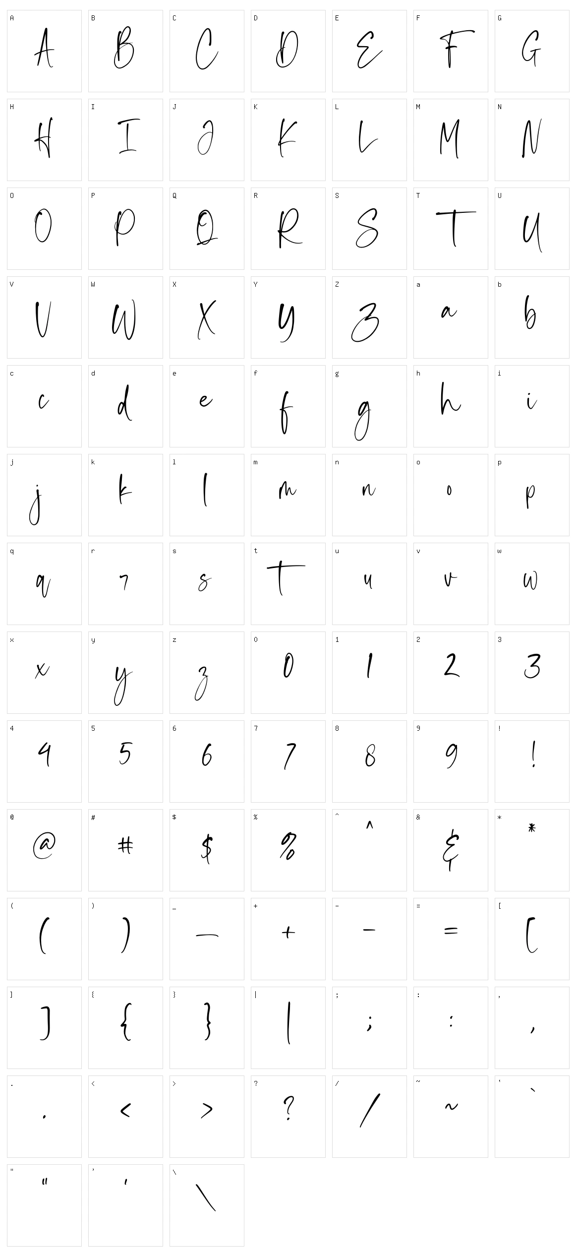 Inkgasm Character Set