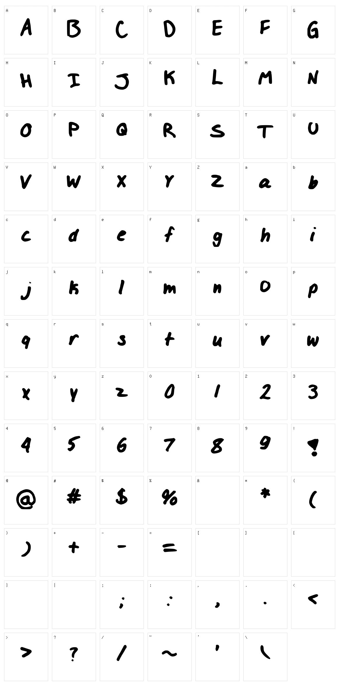 Izzy LOL Font Character Set