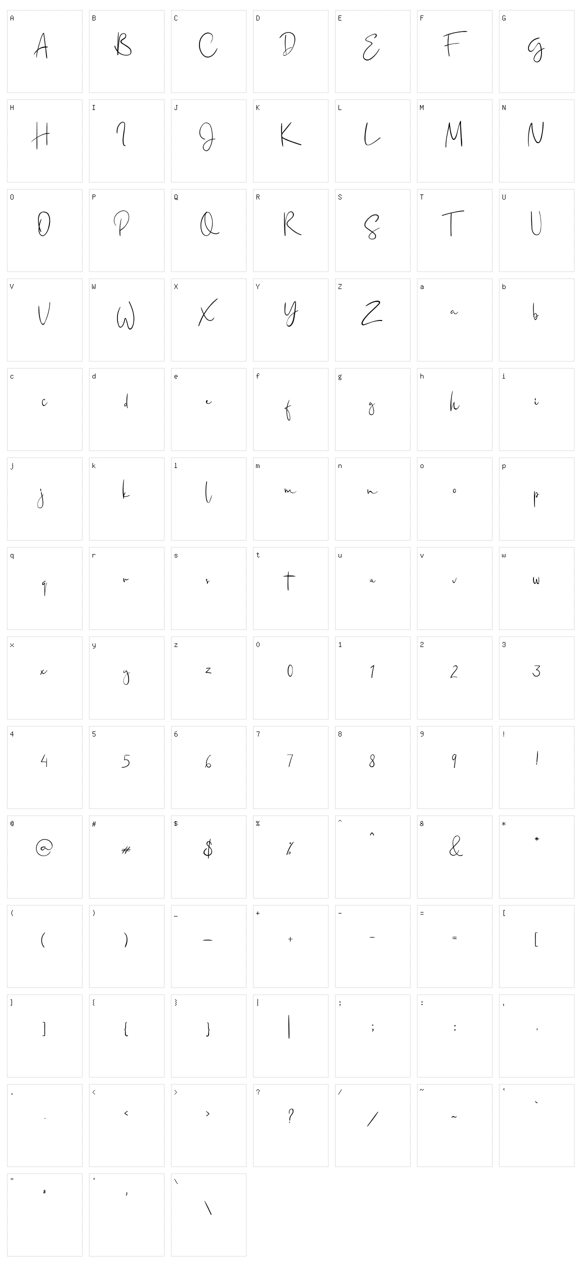 Jaceline Character Set