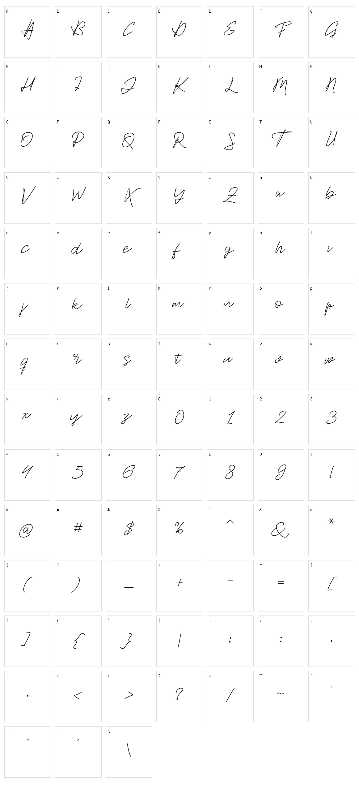 Jackson Script Character Set