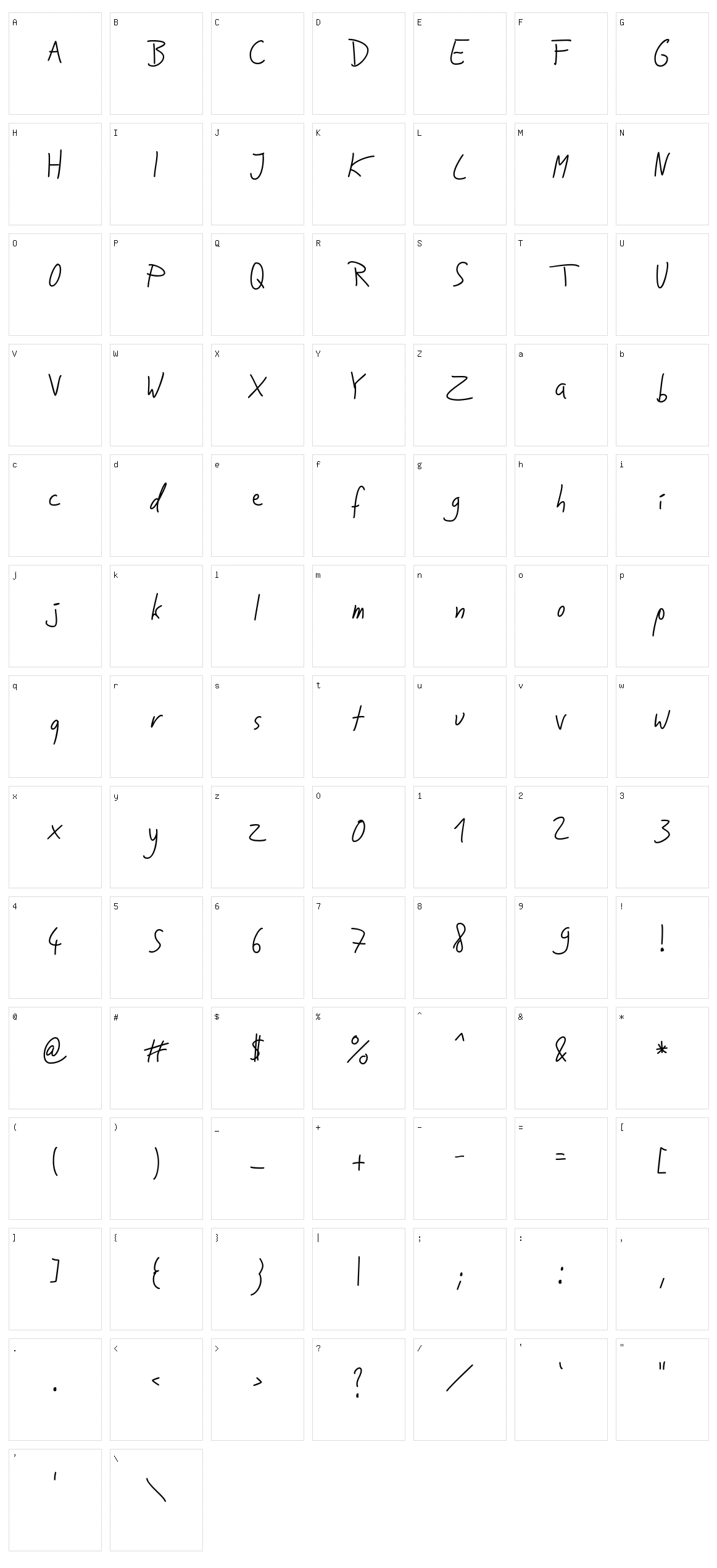 Jakob's Handwriting Character Set