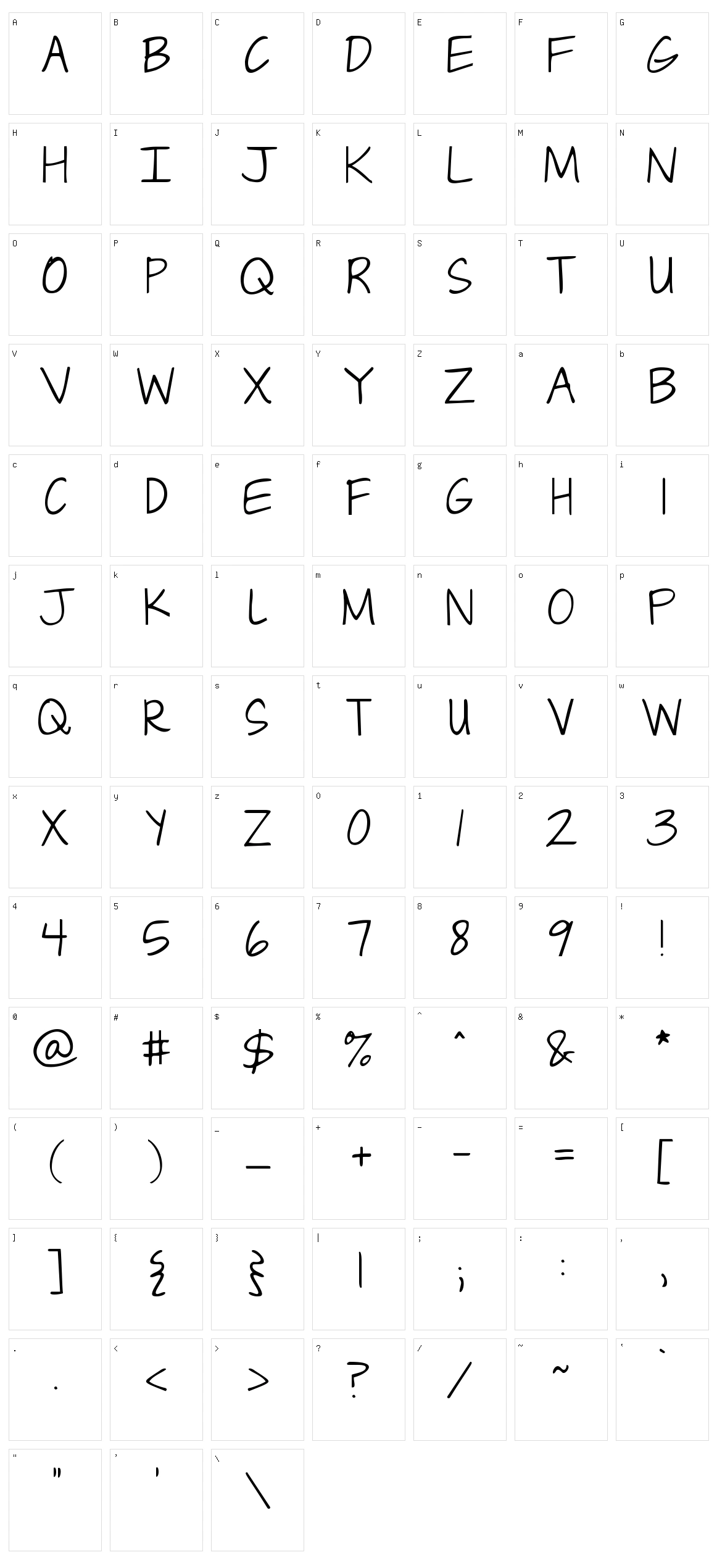 Janda Capslock Character Set