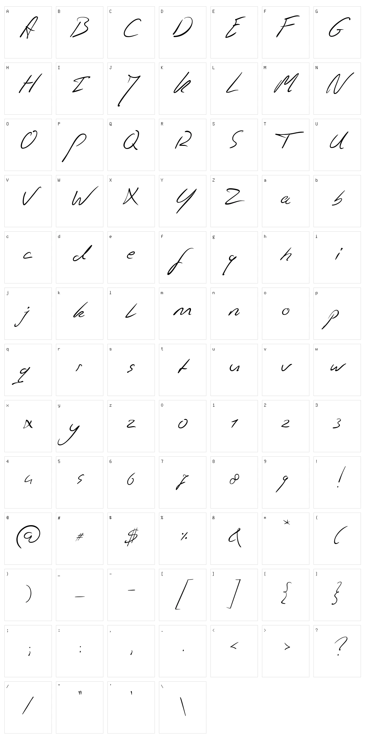 Jaspers Handwriting Character Set