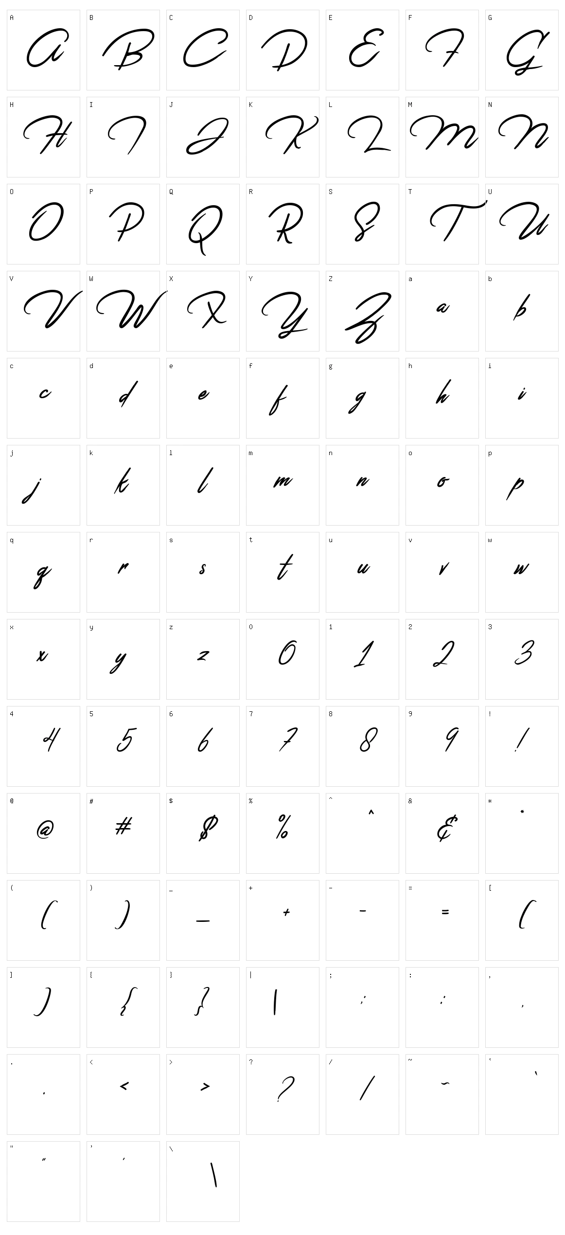 Jefinian Script Character Set