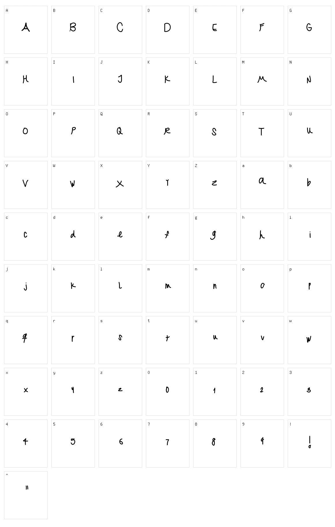 Jekafont Character Set