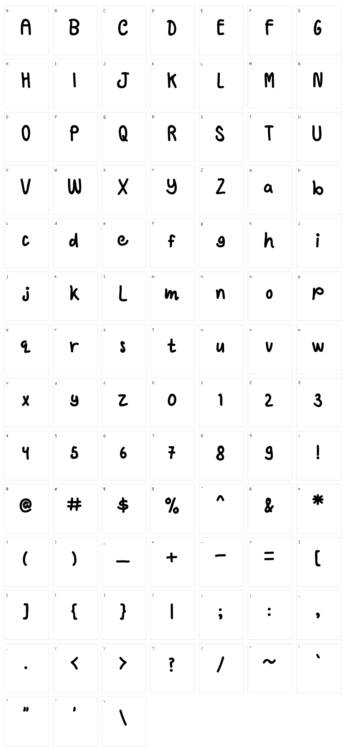 Jellsetter Character Set