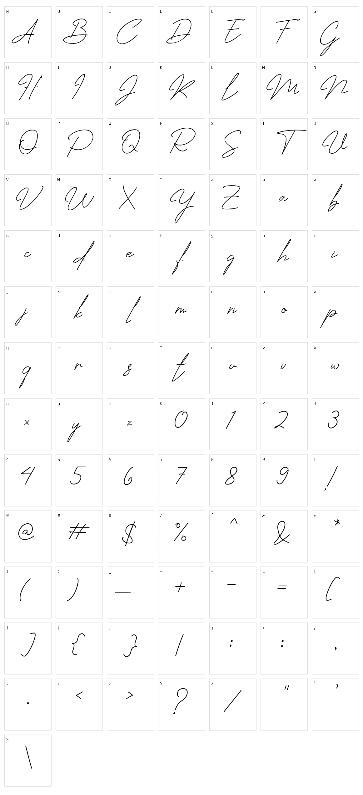 Jhenyta Signature Character Set