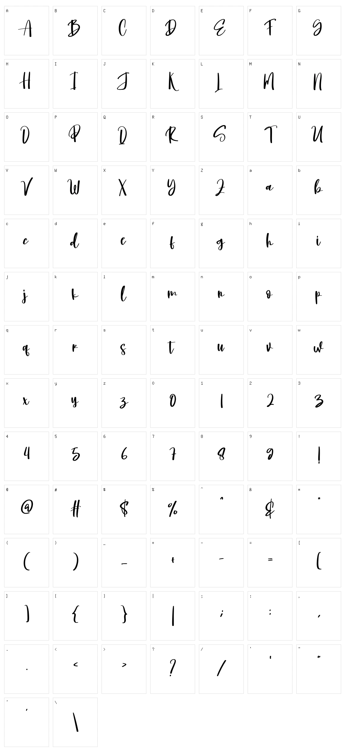 Jim Signature Character Set