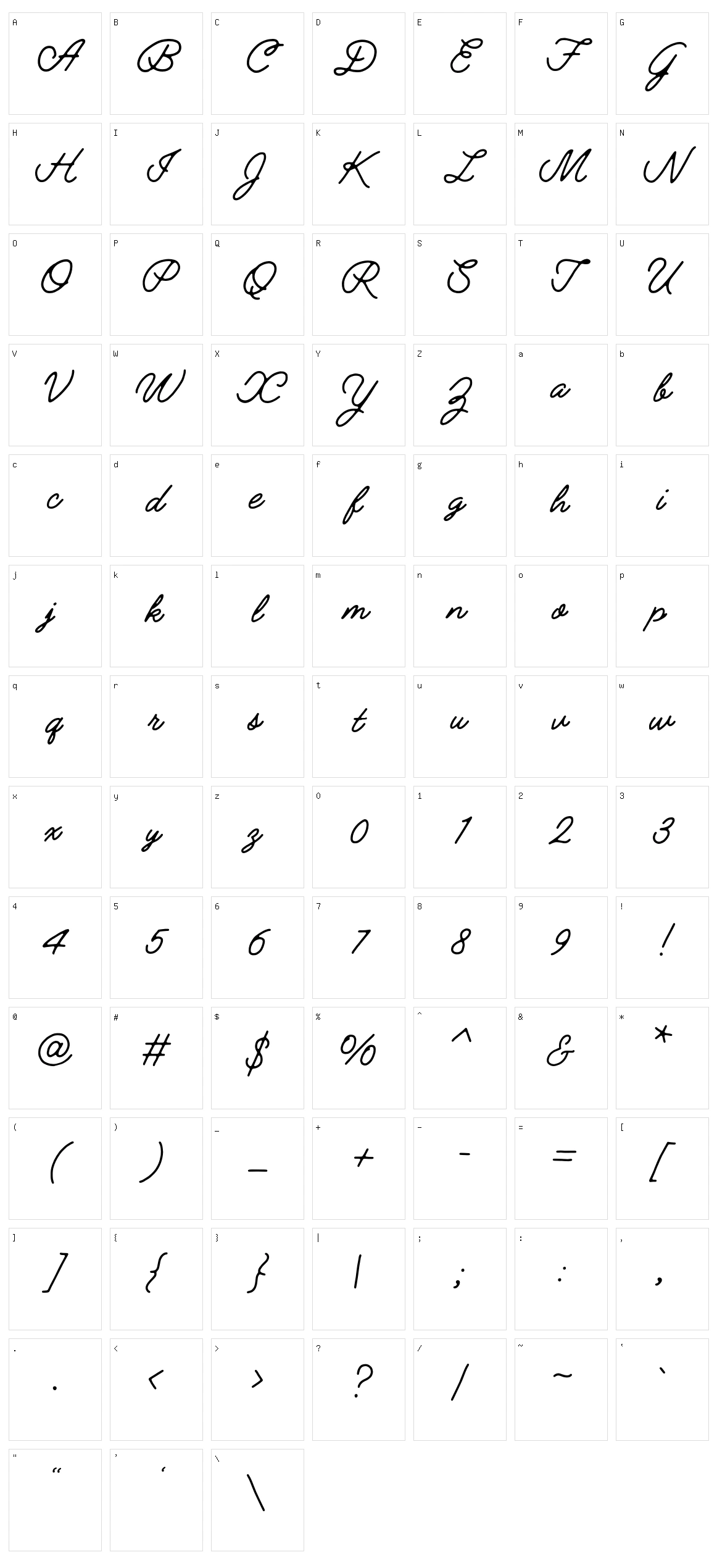 Jimmy Script Character Set