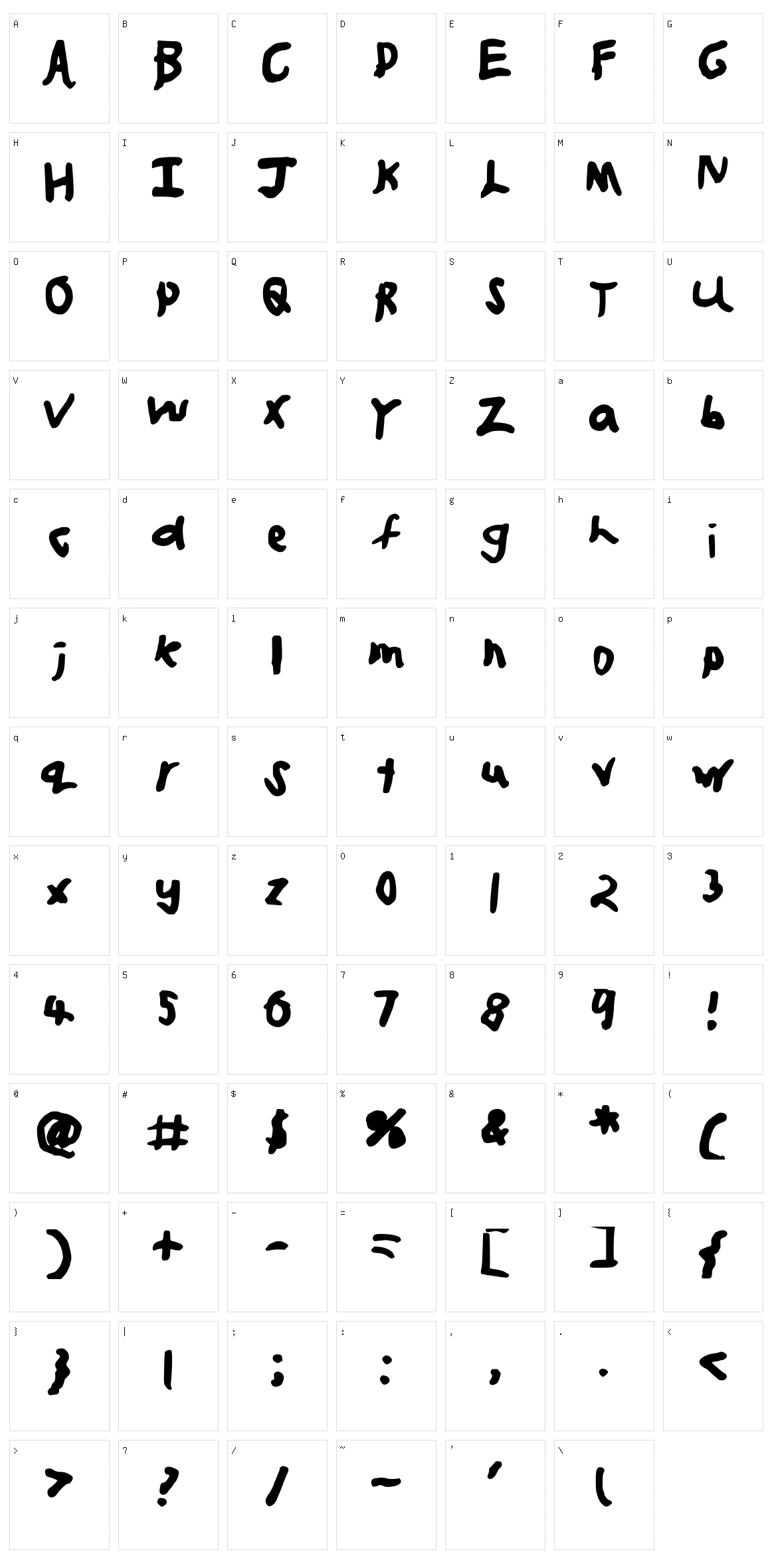 JJWeb2 Character Set