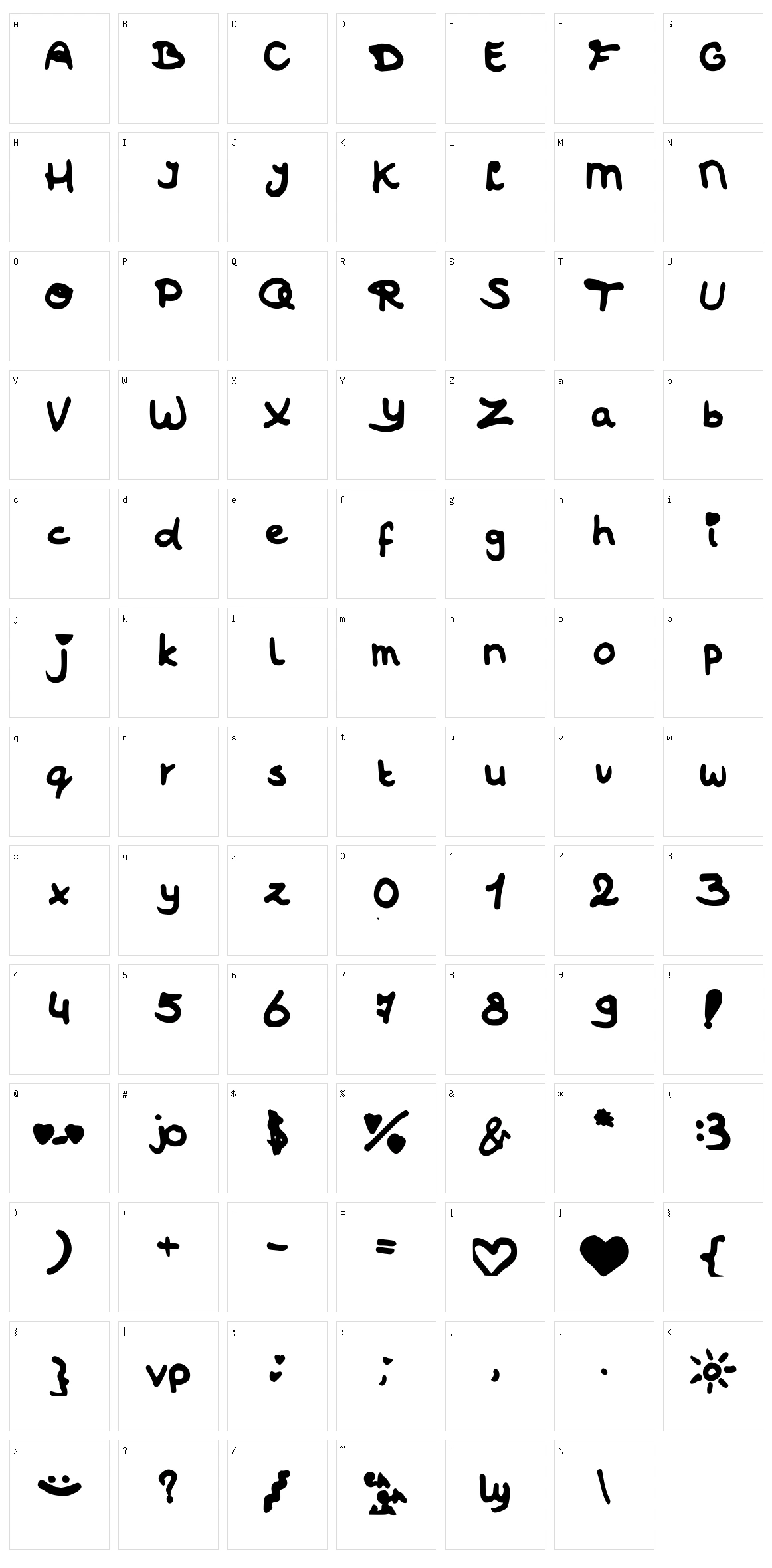 JOfont Character Set