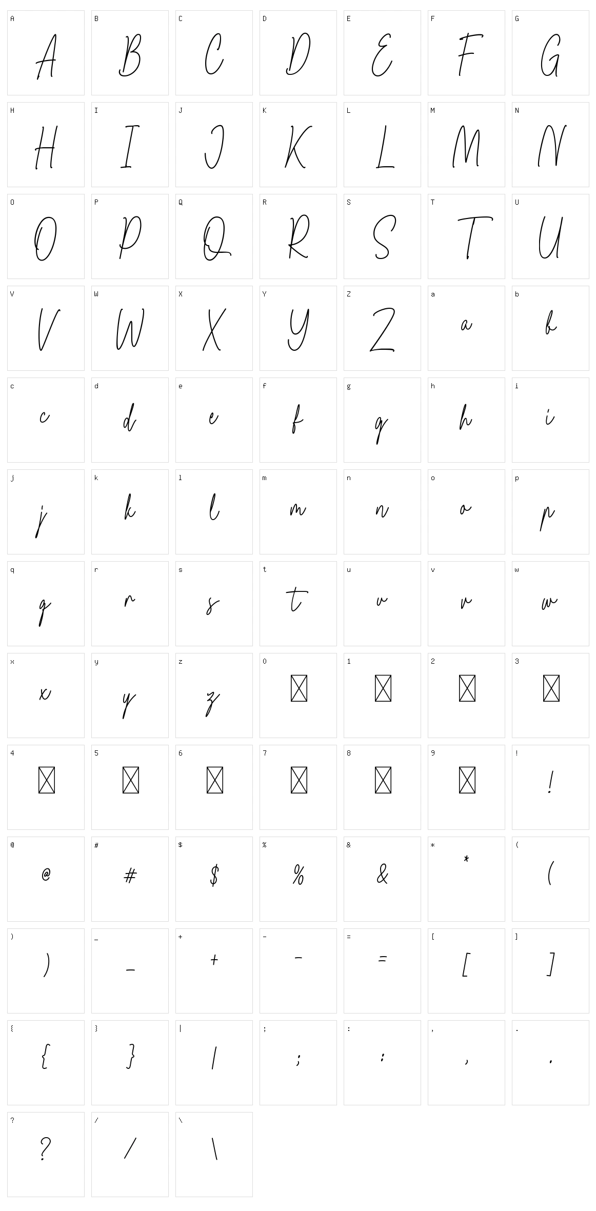 Jonathan Signature Character Set