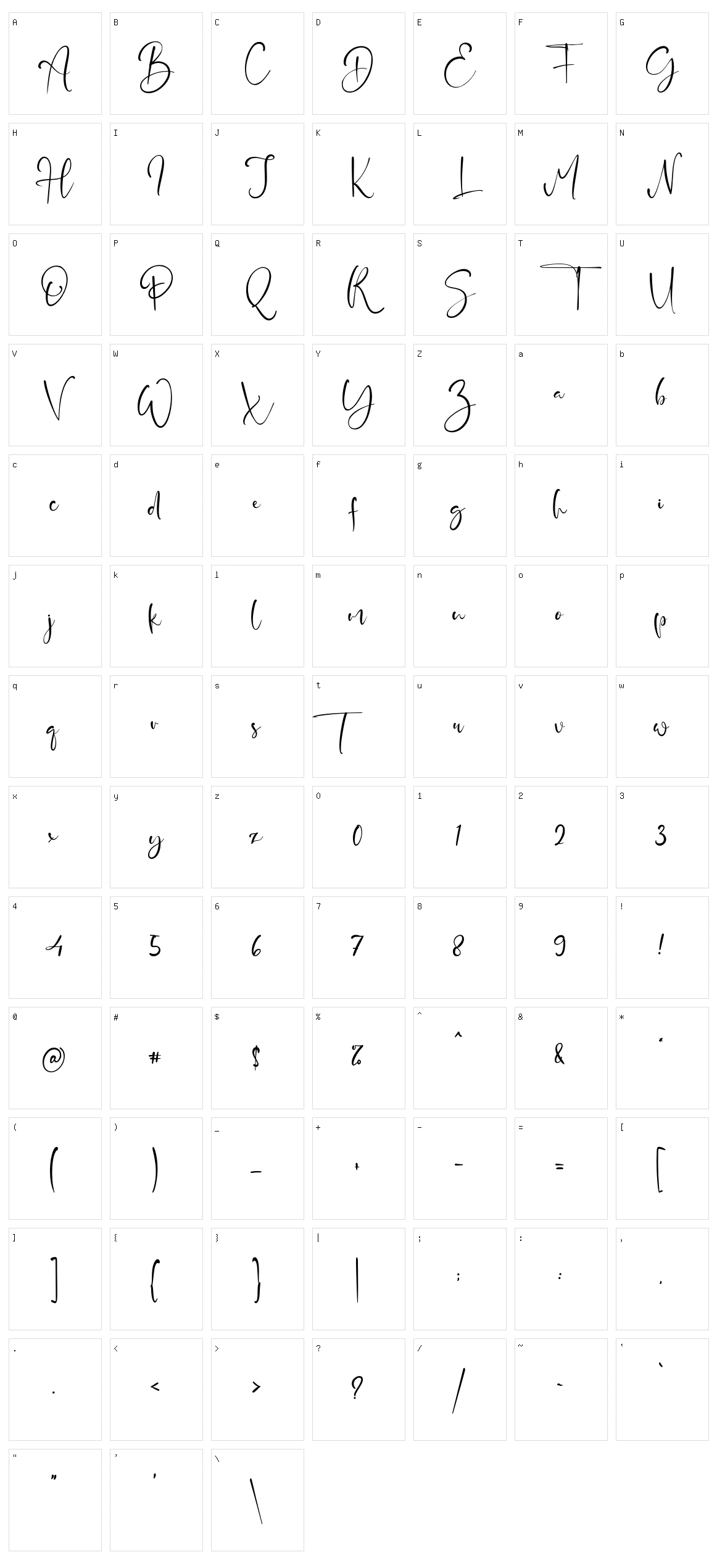 Jordan Script Character Set
