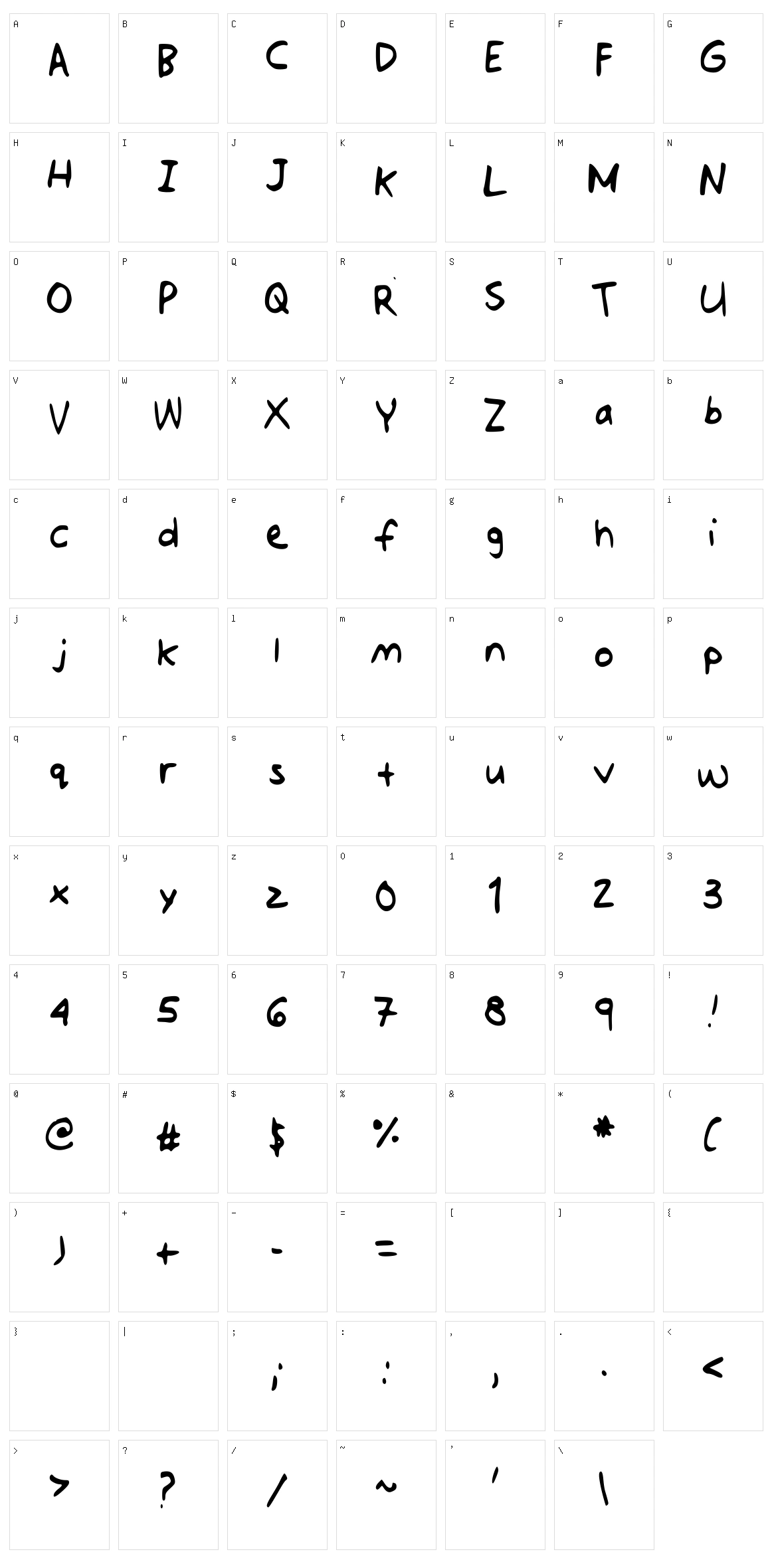 Jotdownsomenotes Character Set