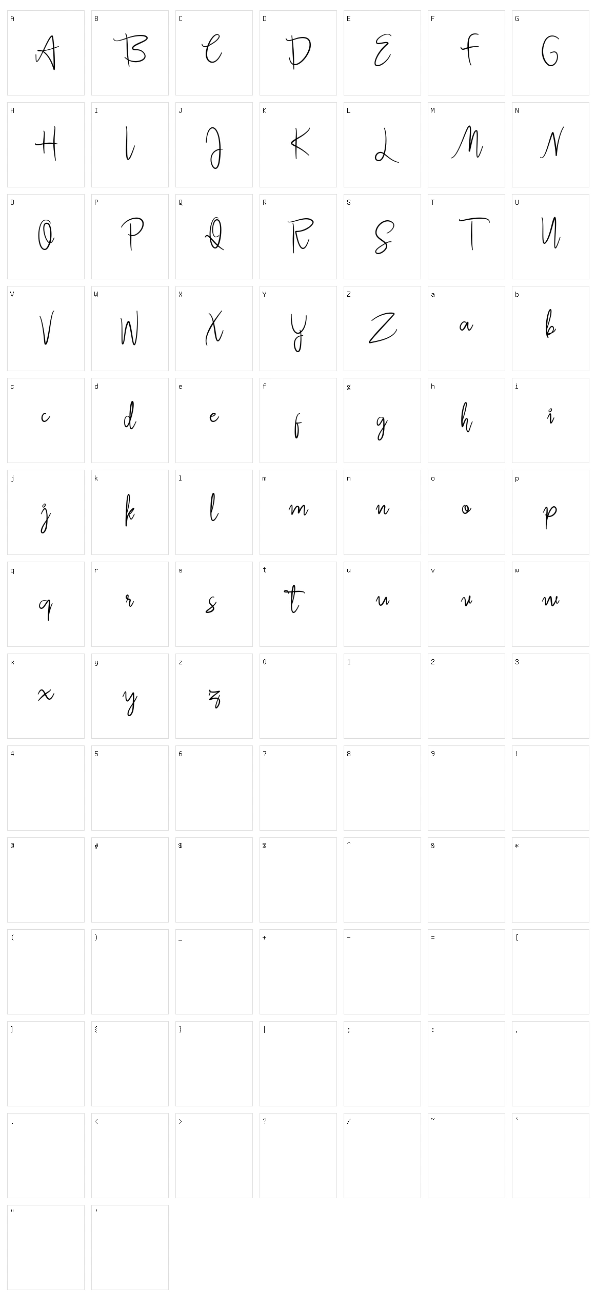 Jullia Script Character Set