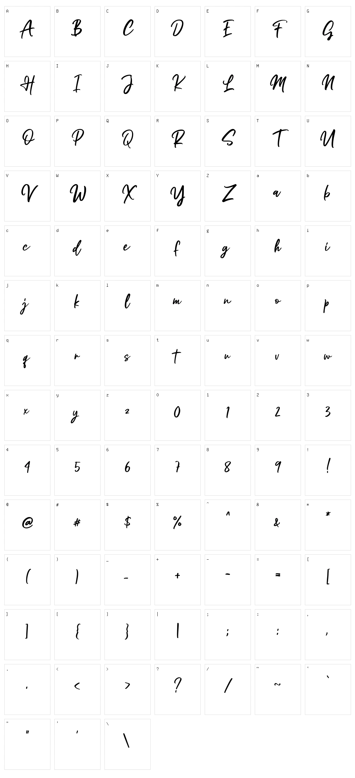 Justtafe Character Set