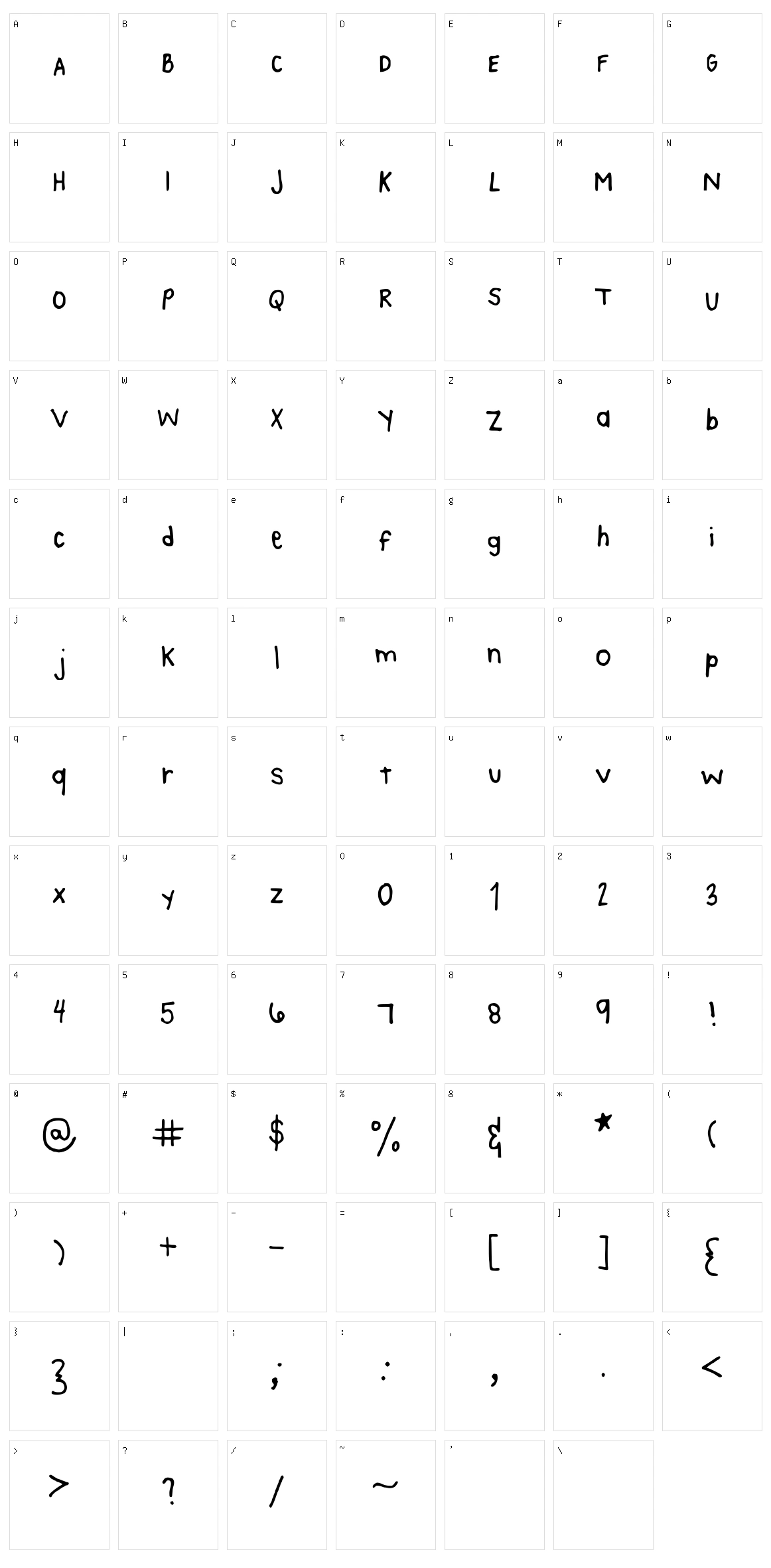 Kaes Handwriting Character Set