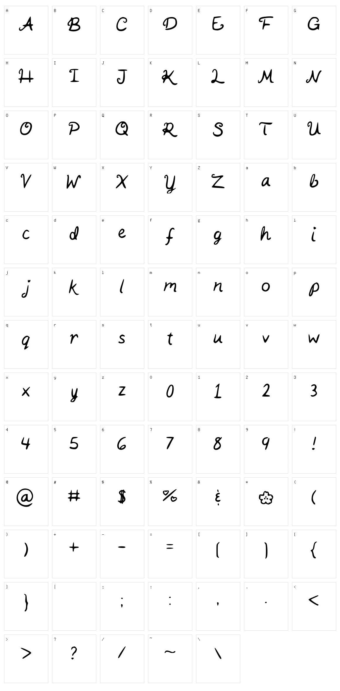 Kaits Handwriting Character Set