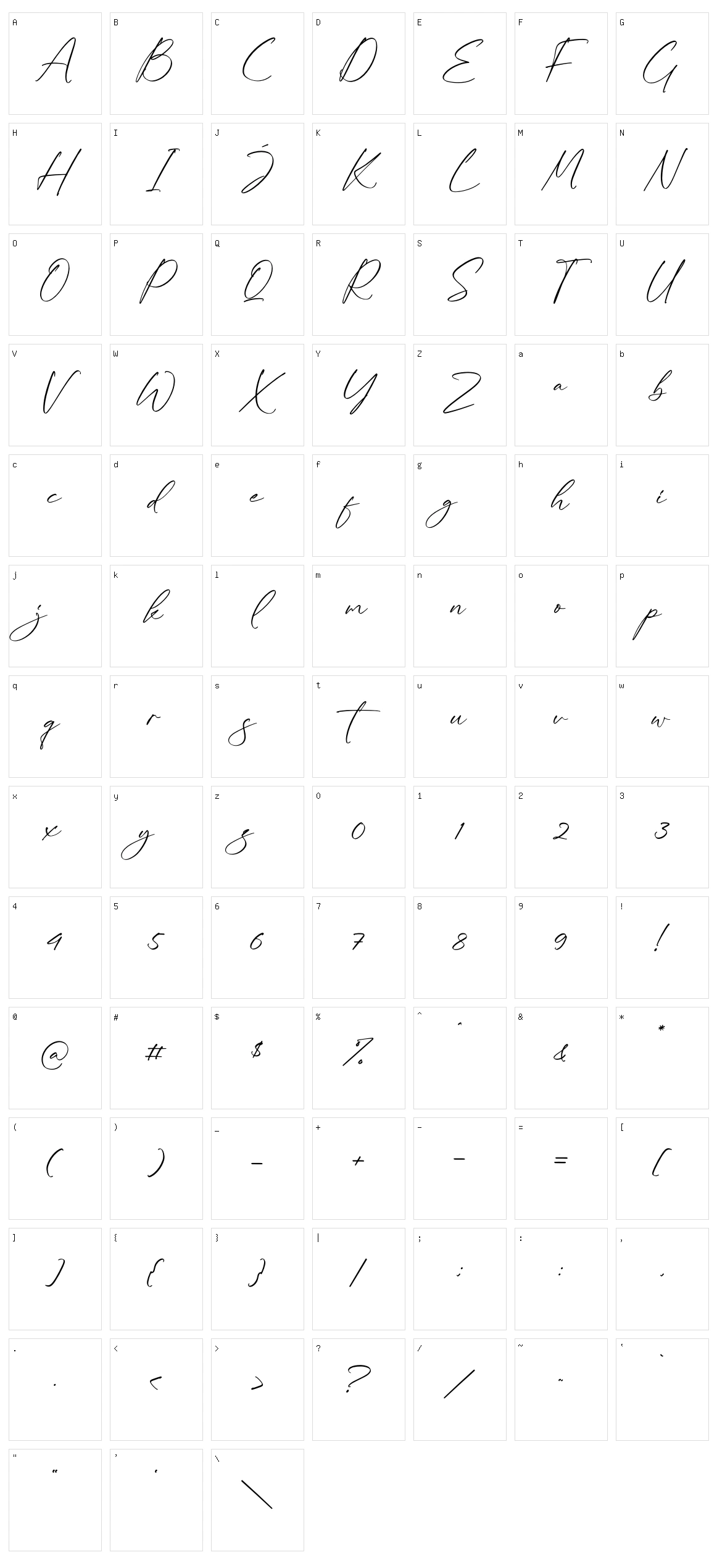 Kaldista Project Character Set