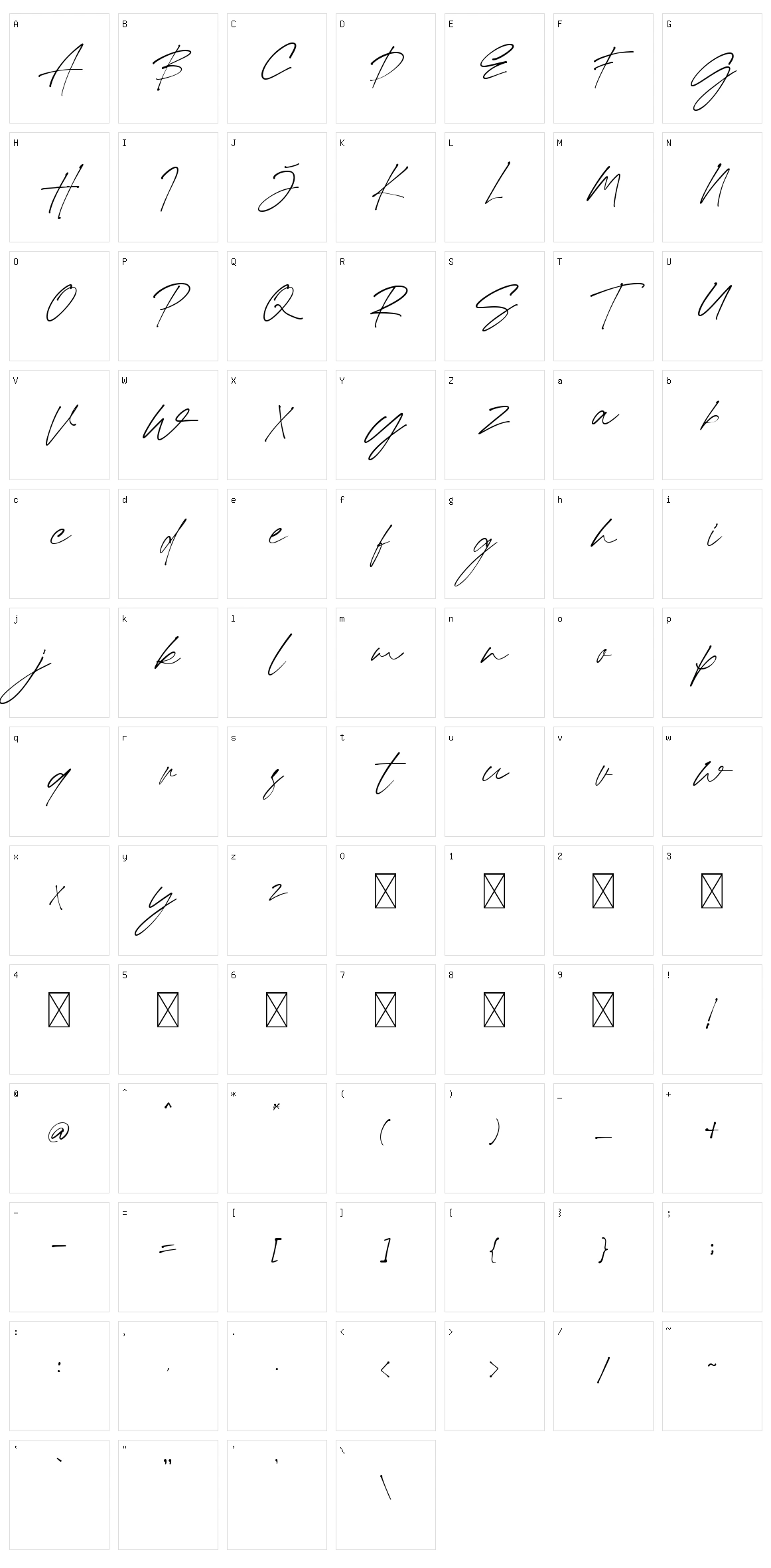 Kallimata Script Character Set