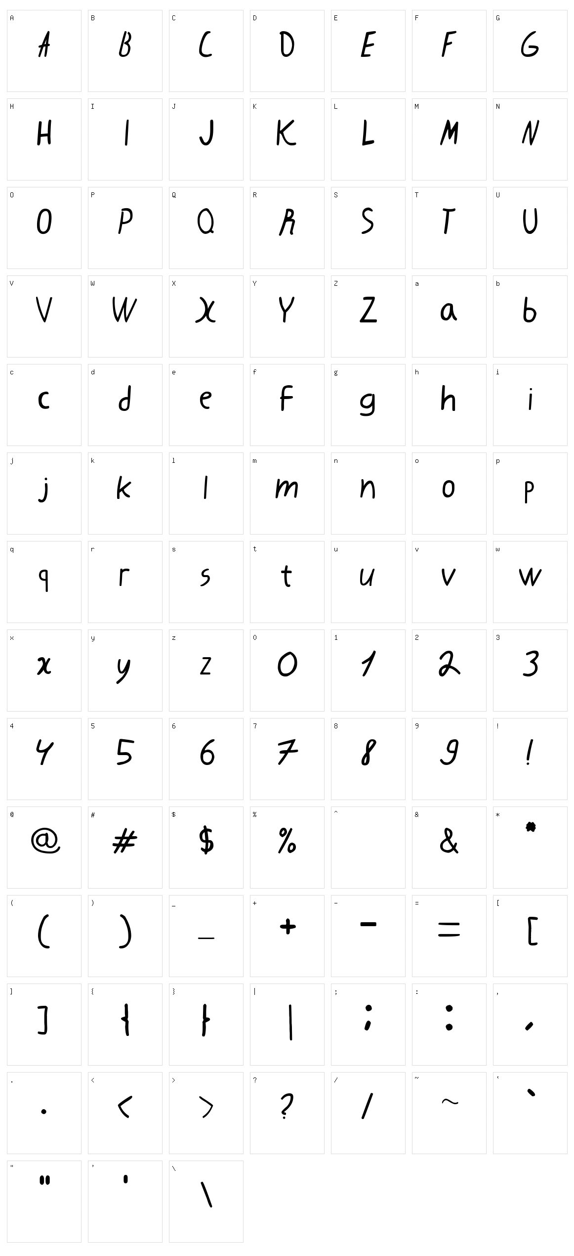 Karebin Script Character Set