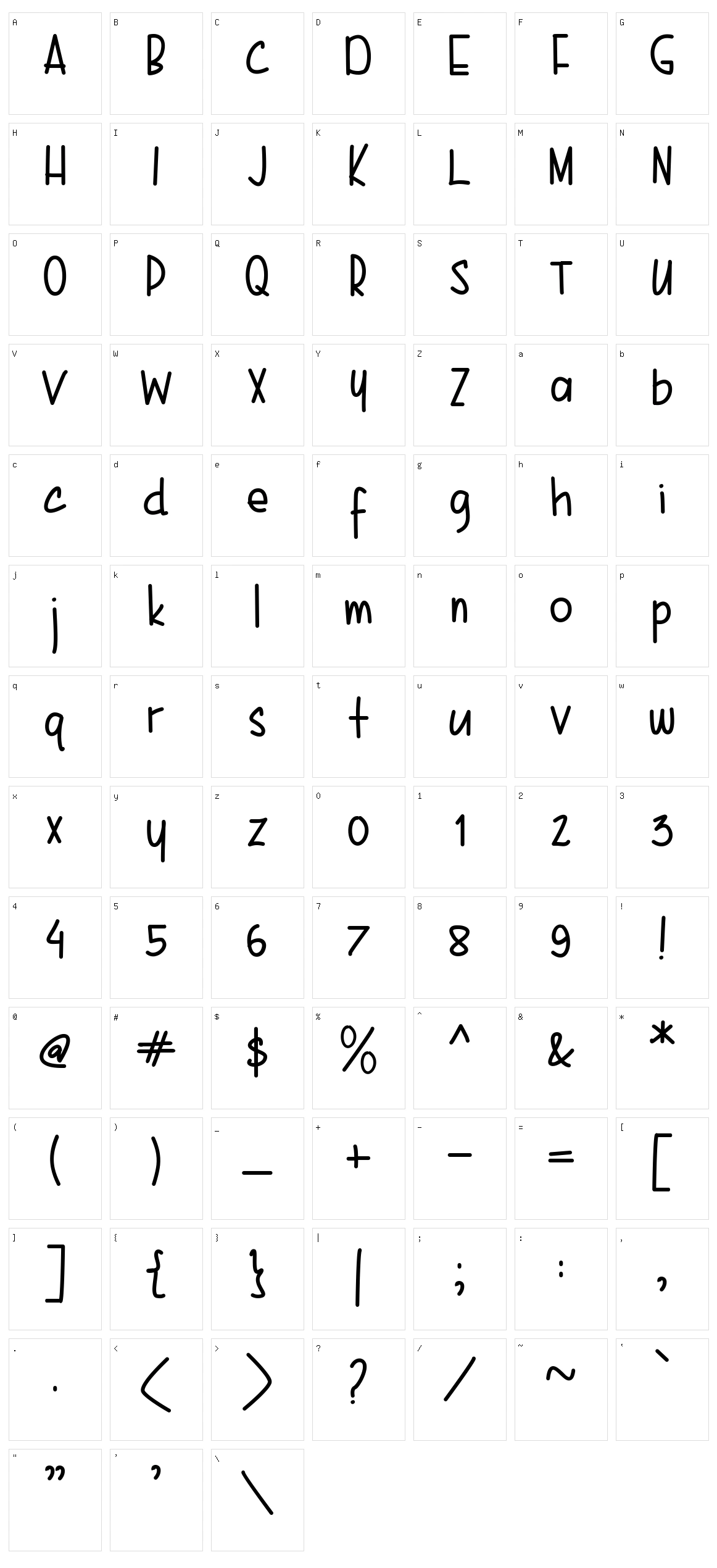 Karenina Handwriting Character Set