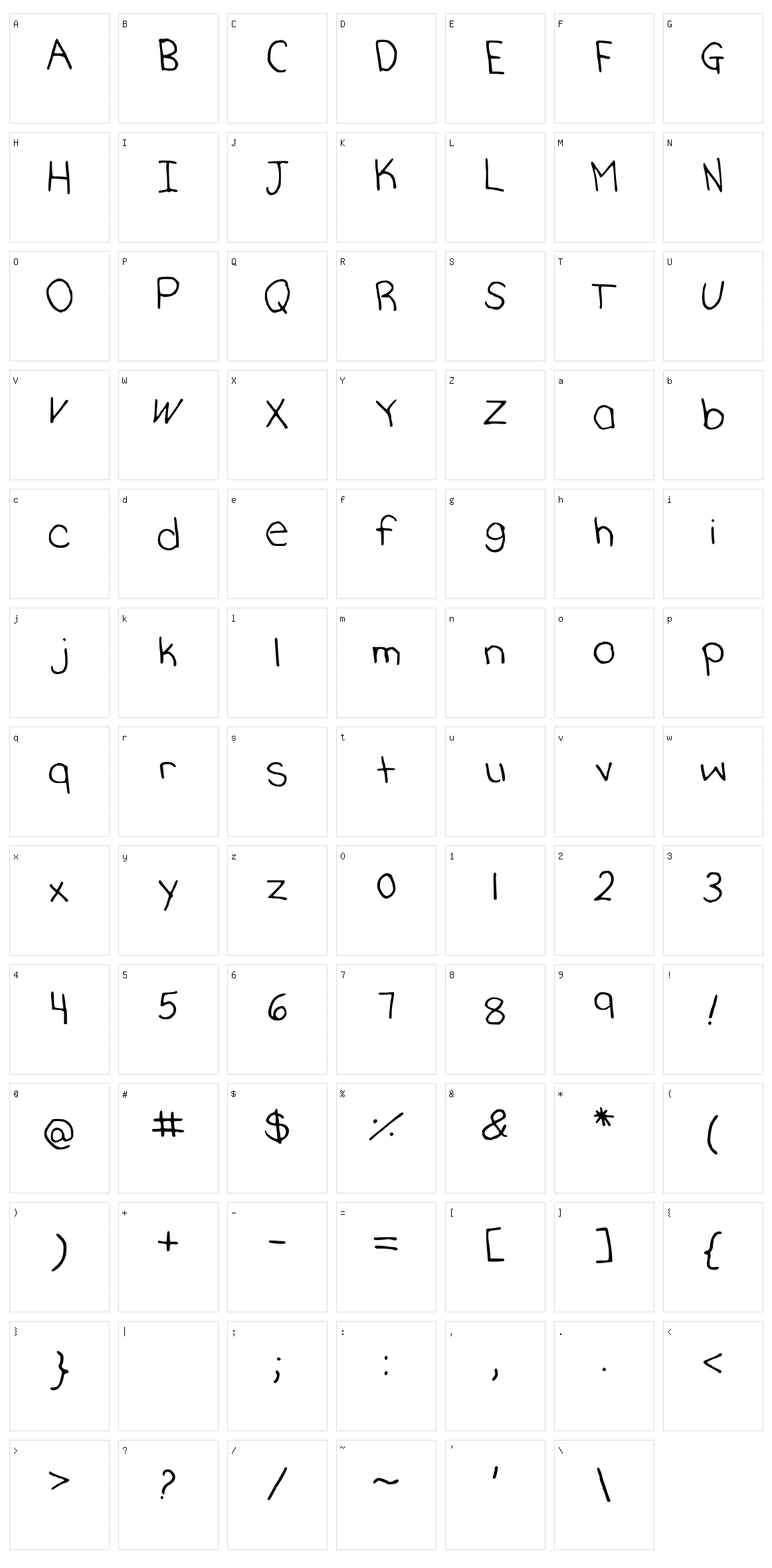 Katherines Hand Character Set