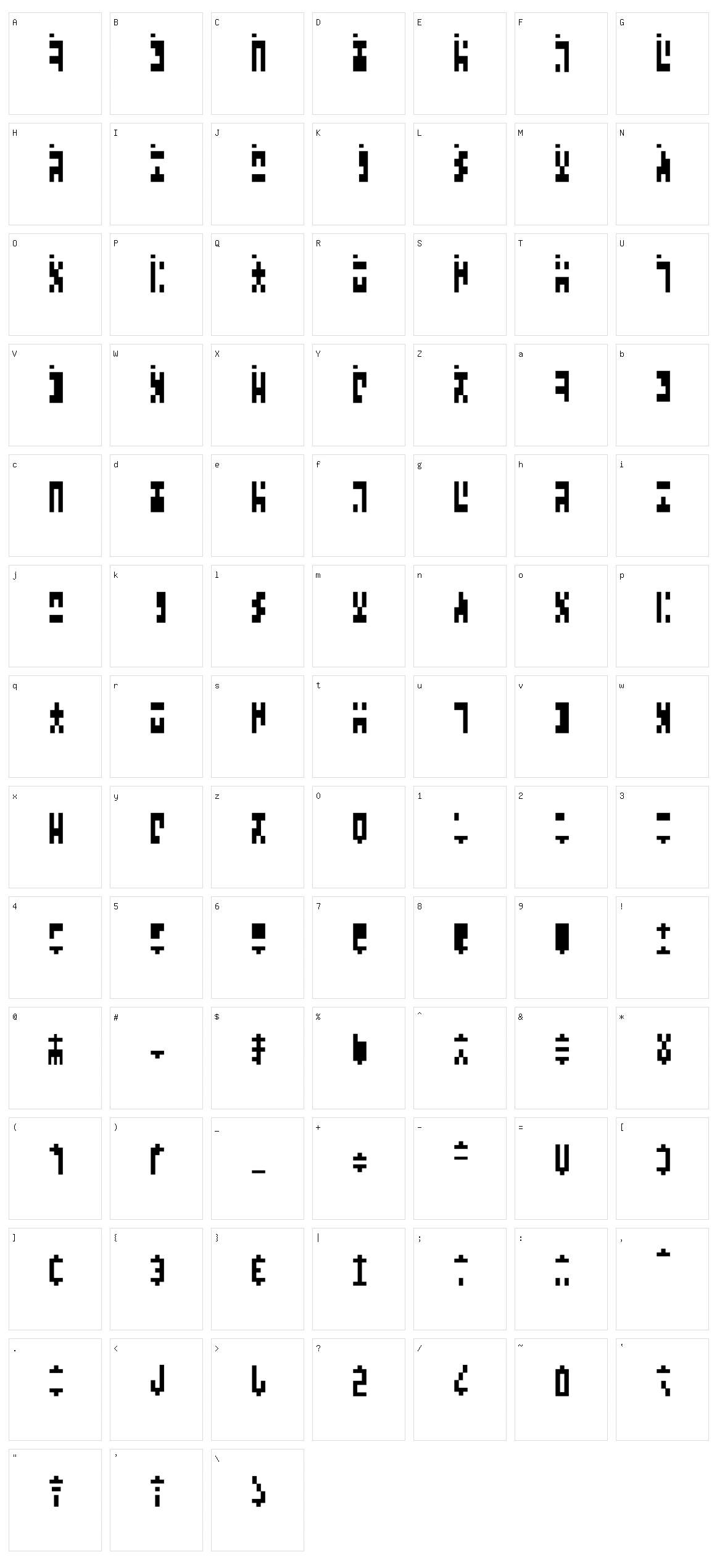 Ancient G Modern Character Set