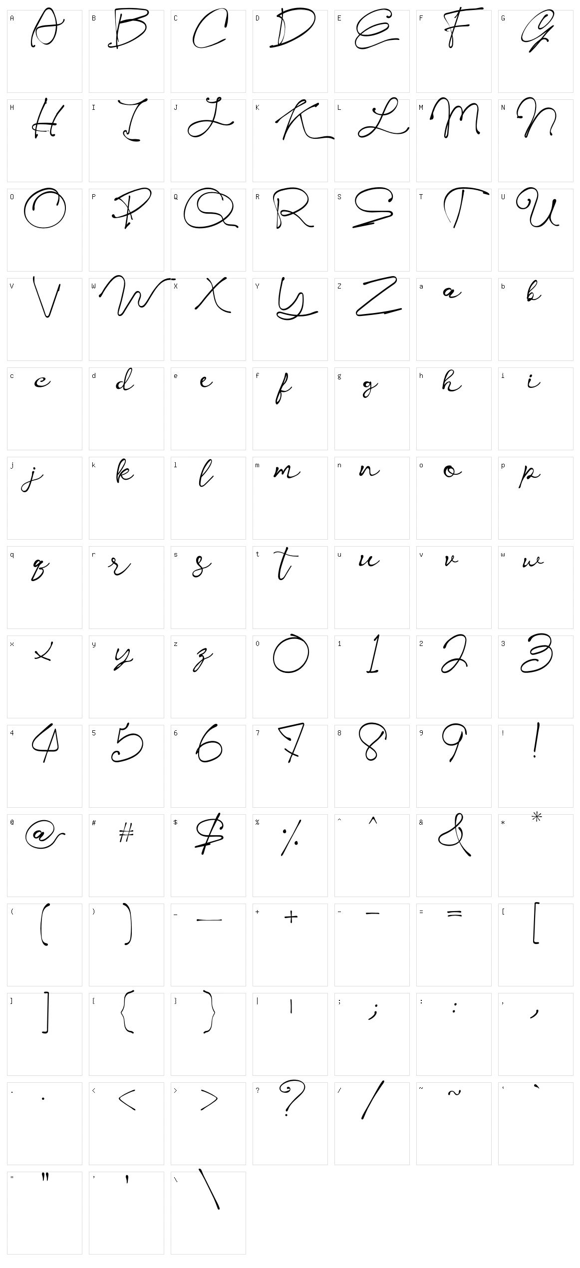 Kelly Signature Character Set