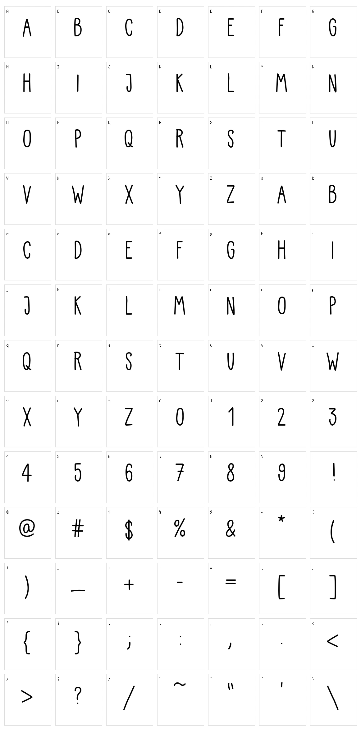 Kiddo Handwriting Character Set