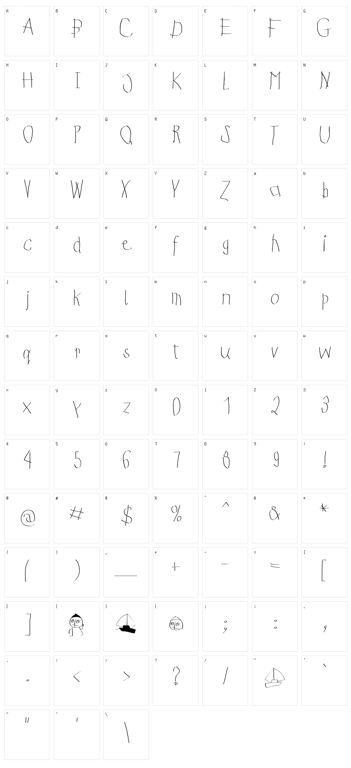 Kids First Print Font Character Set