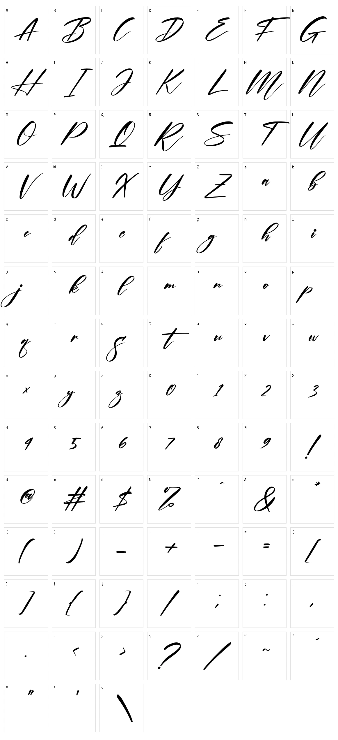 Kristal Character Set