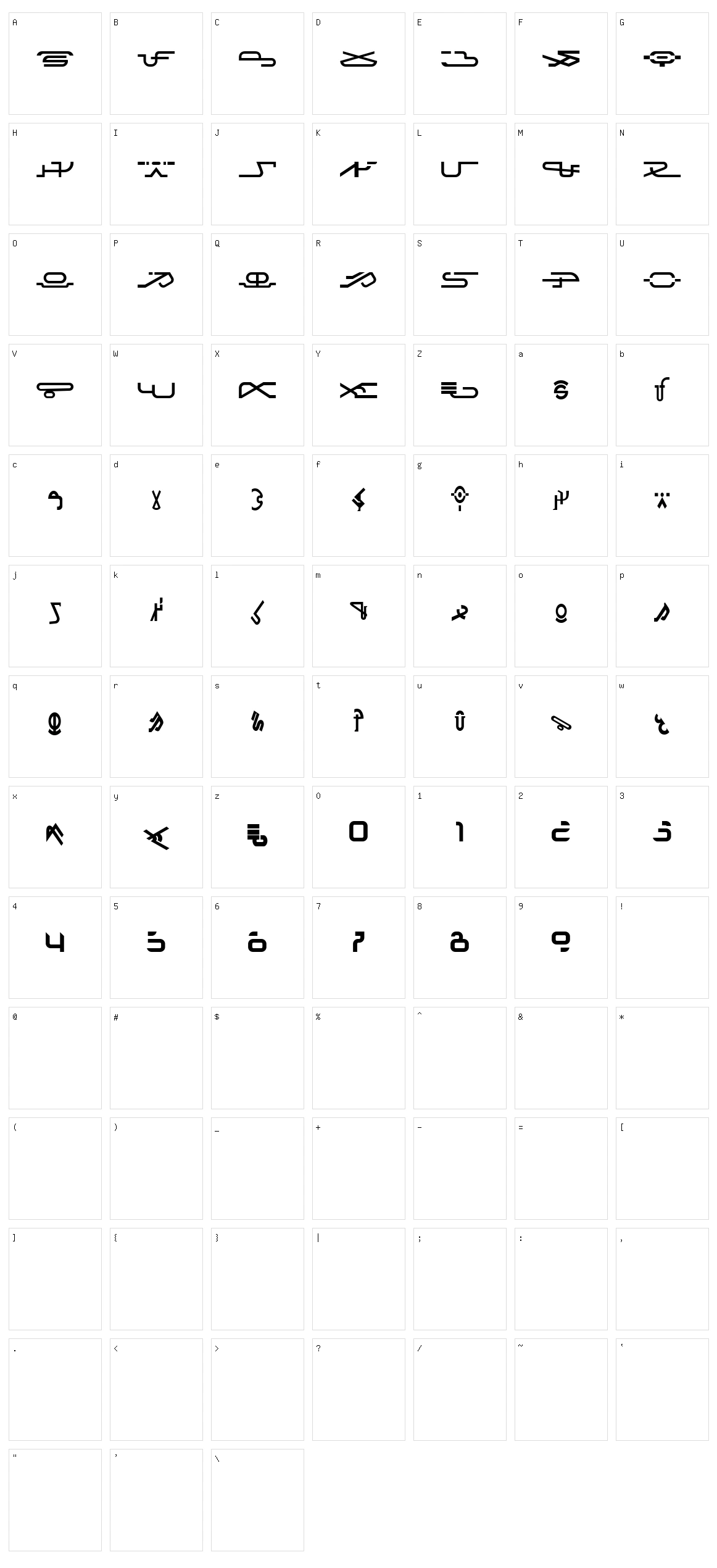 Cocoonian Character Set