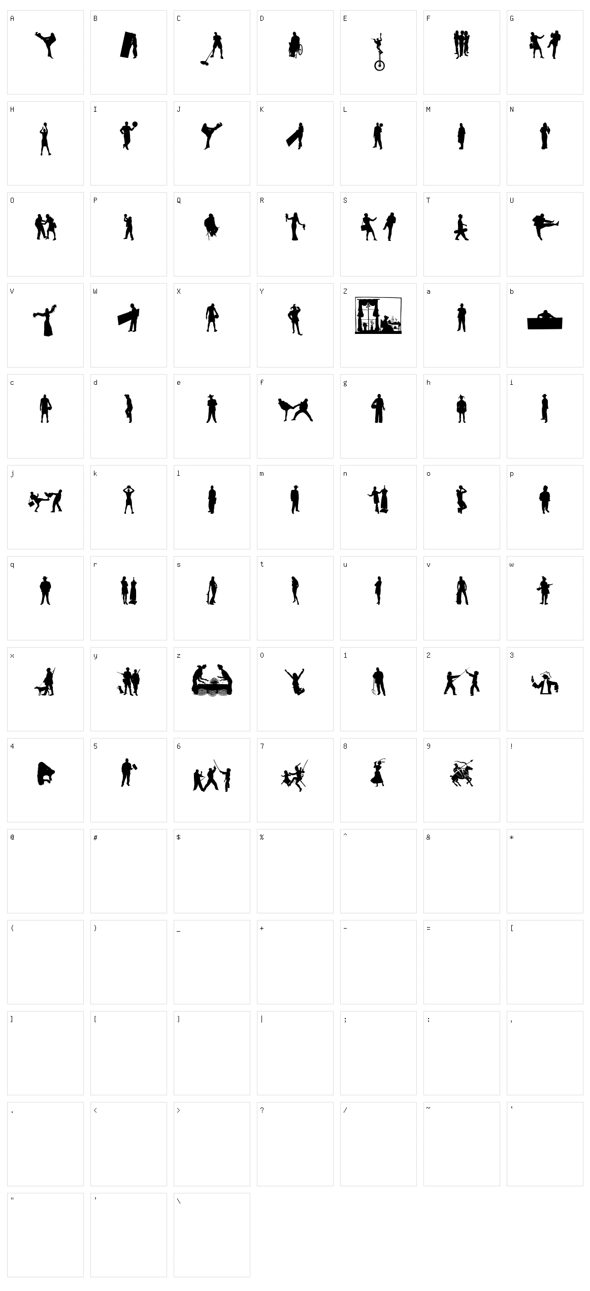 Human Silhouettes Free Eight Character Set