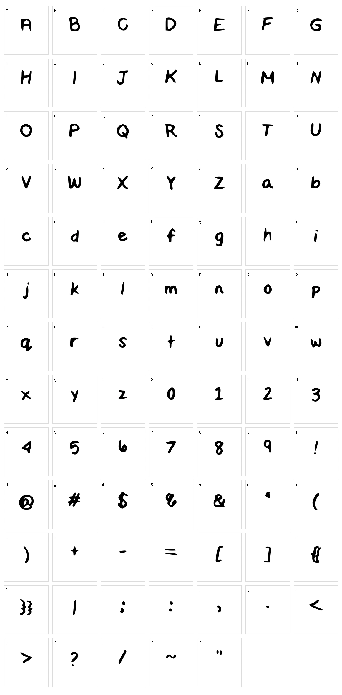 Maddie Script Character Set