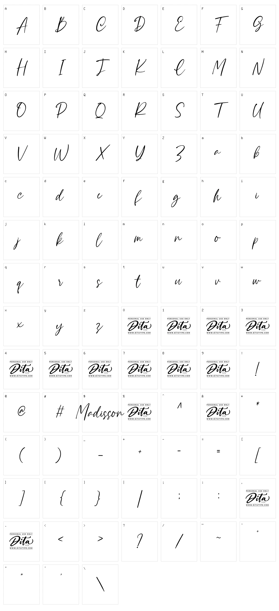 Madisson Character Set