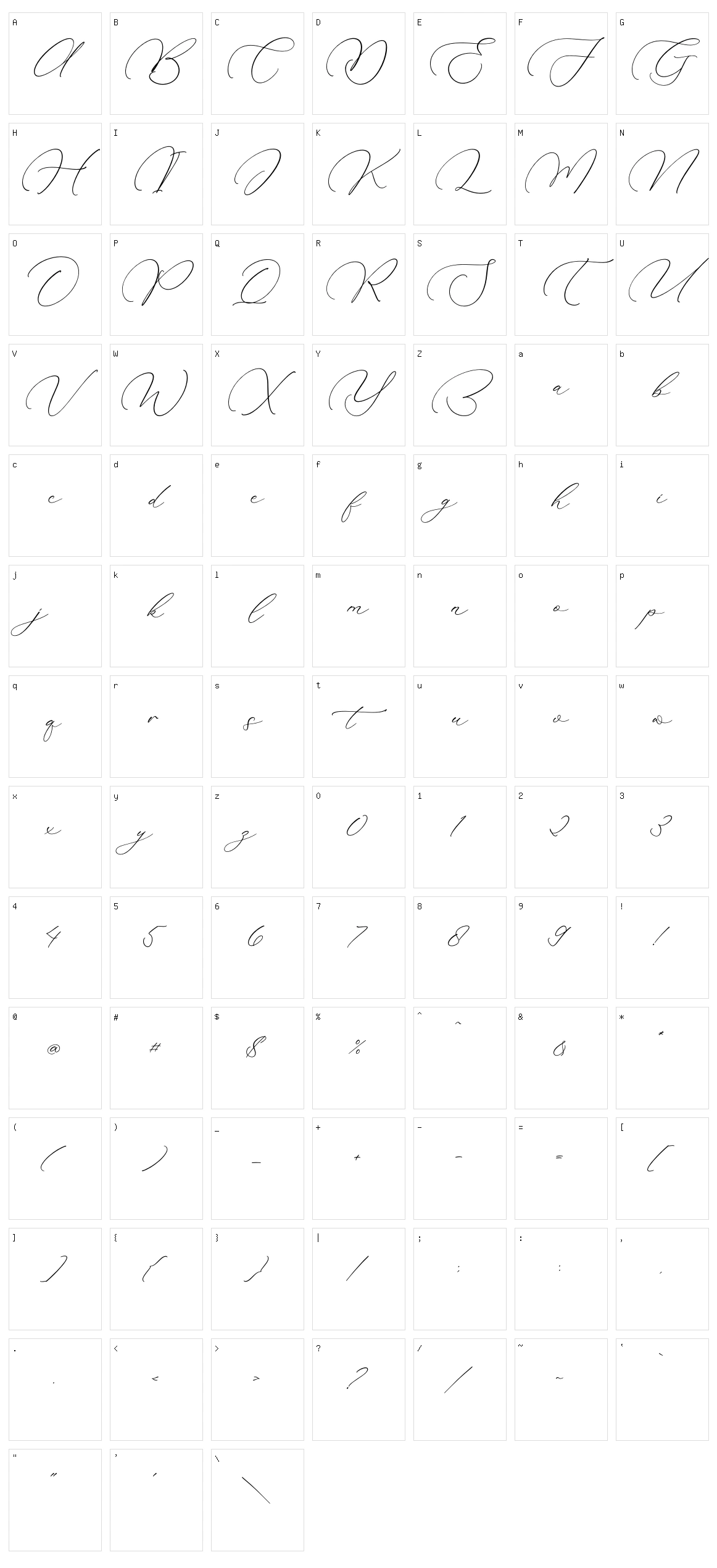 Madyntha Geradine Character Set