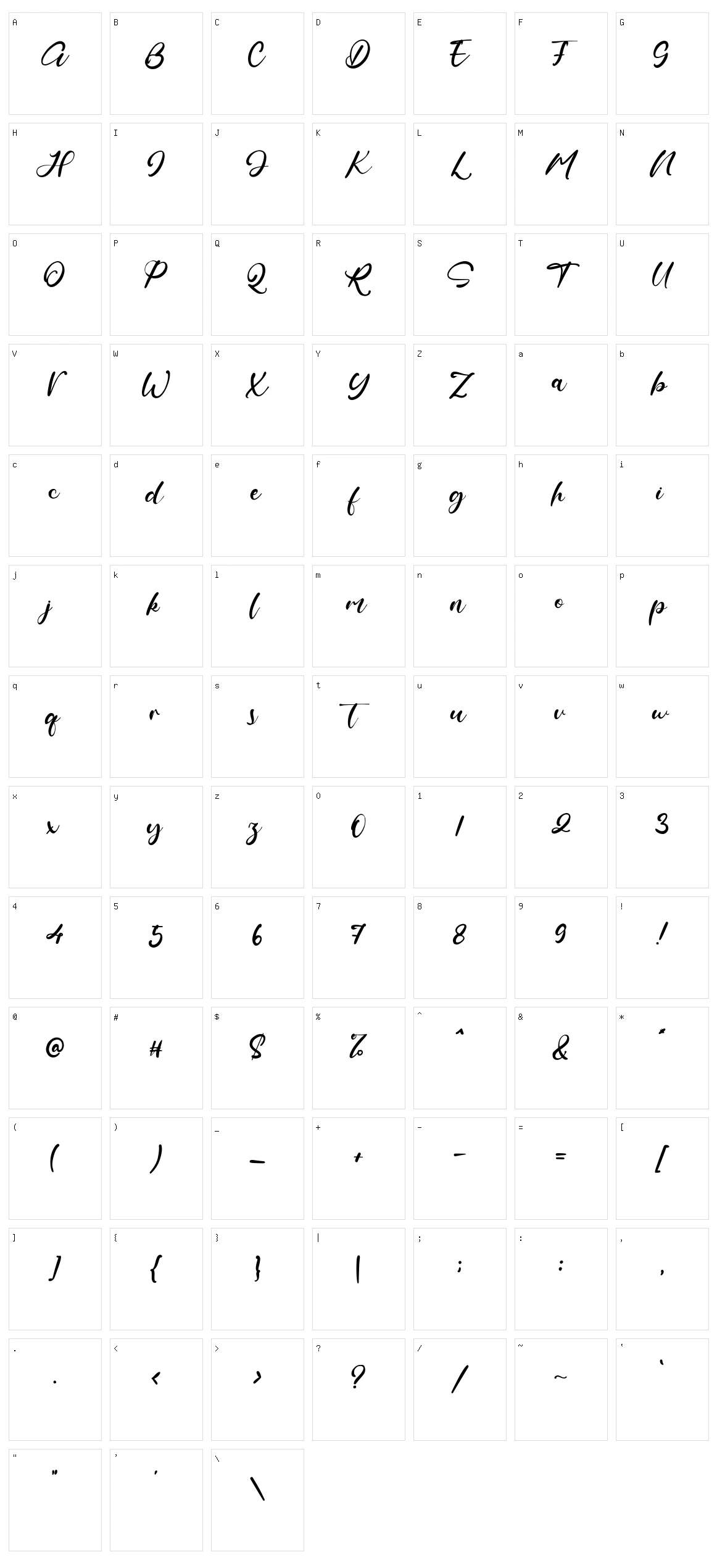 Maestro Merrill Character Set