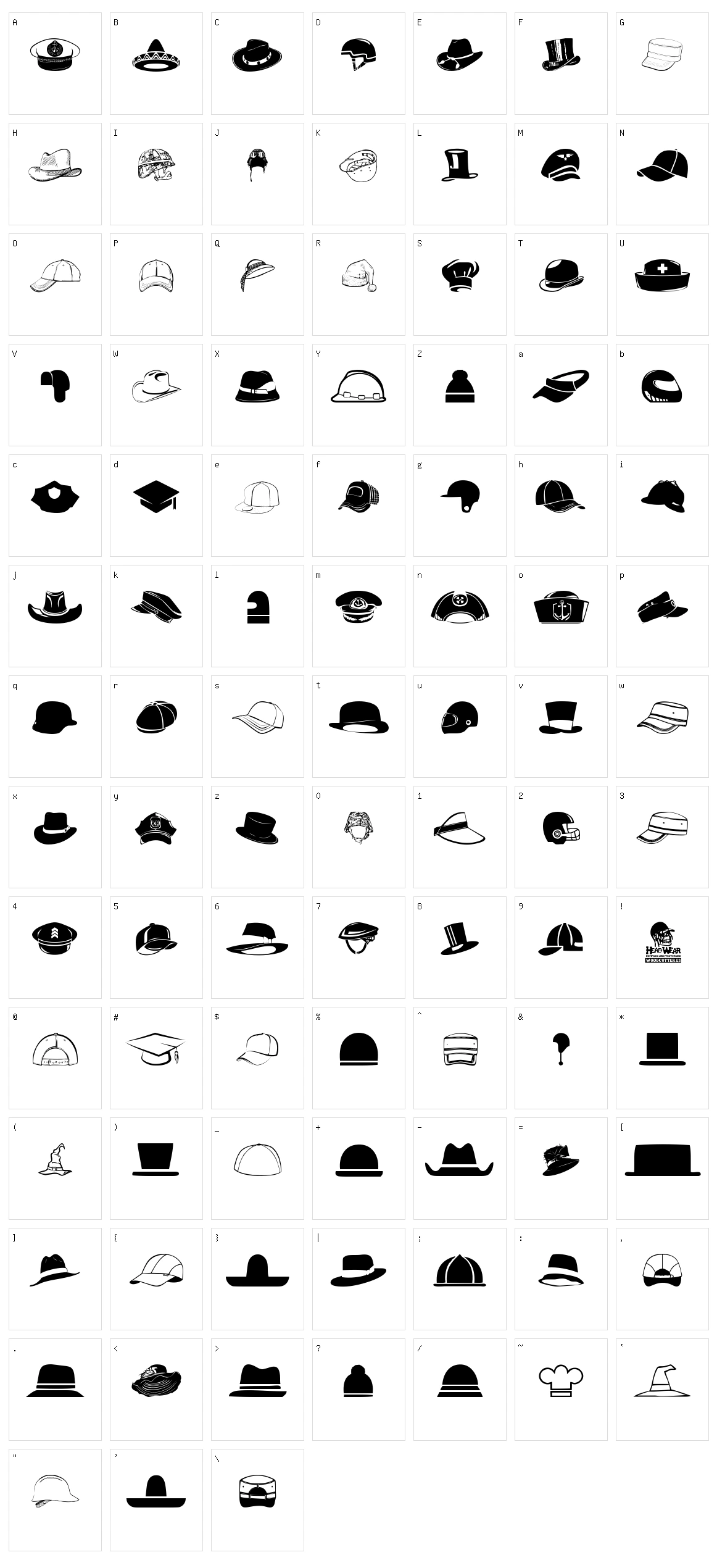 HeadWear Character Set