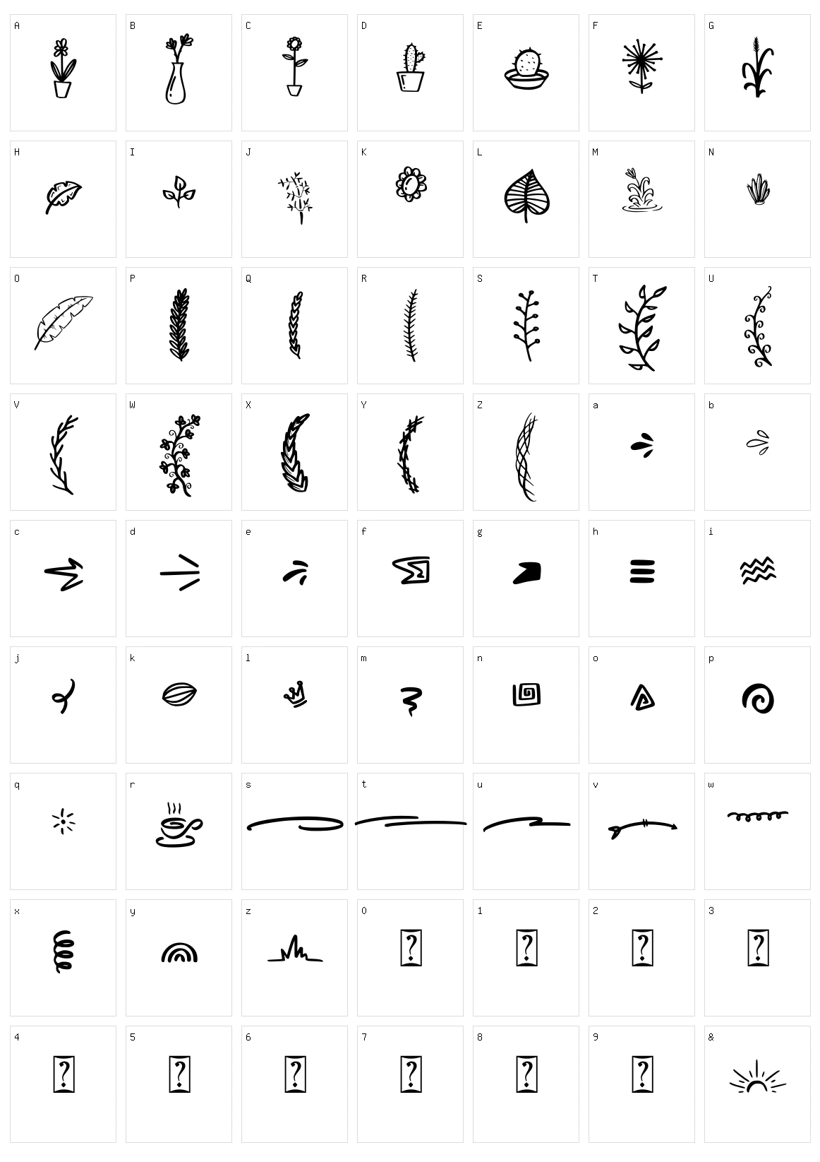 Mahogany Garden Script Character Set