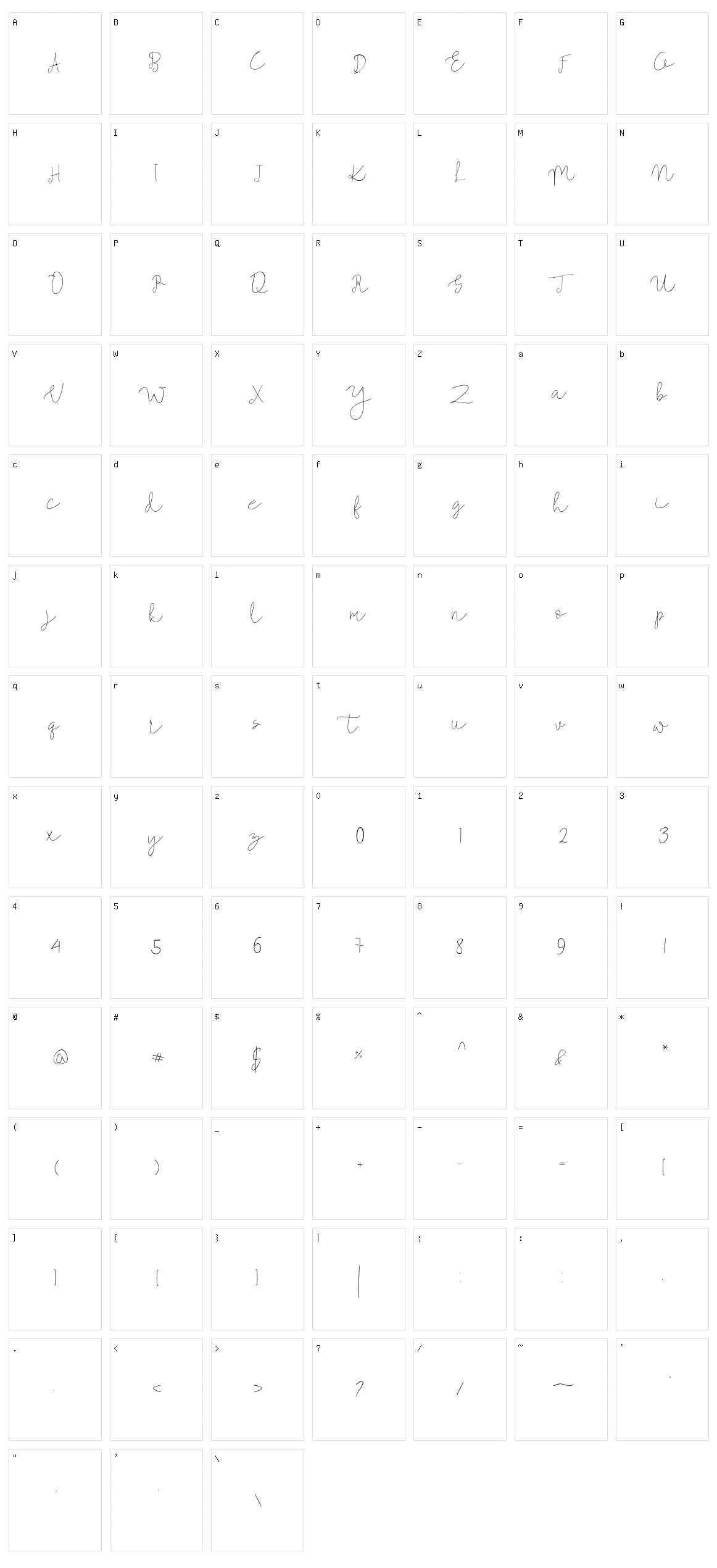 Mallino Character Set