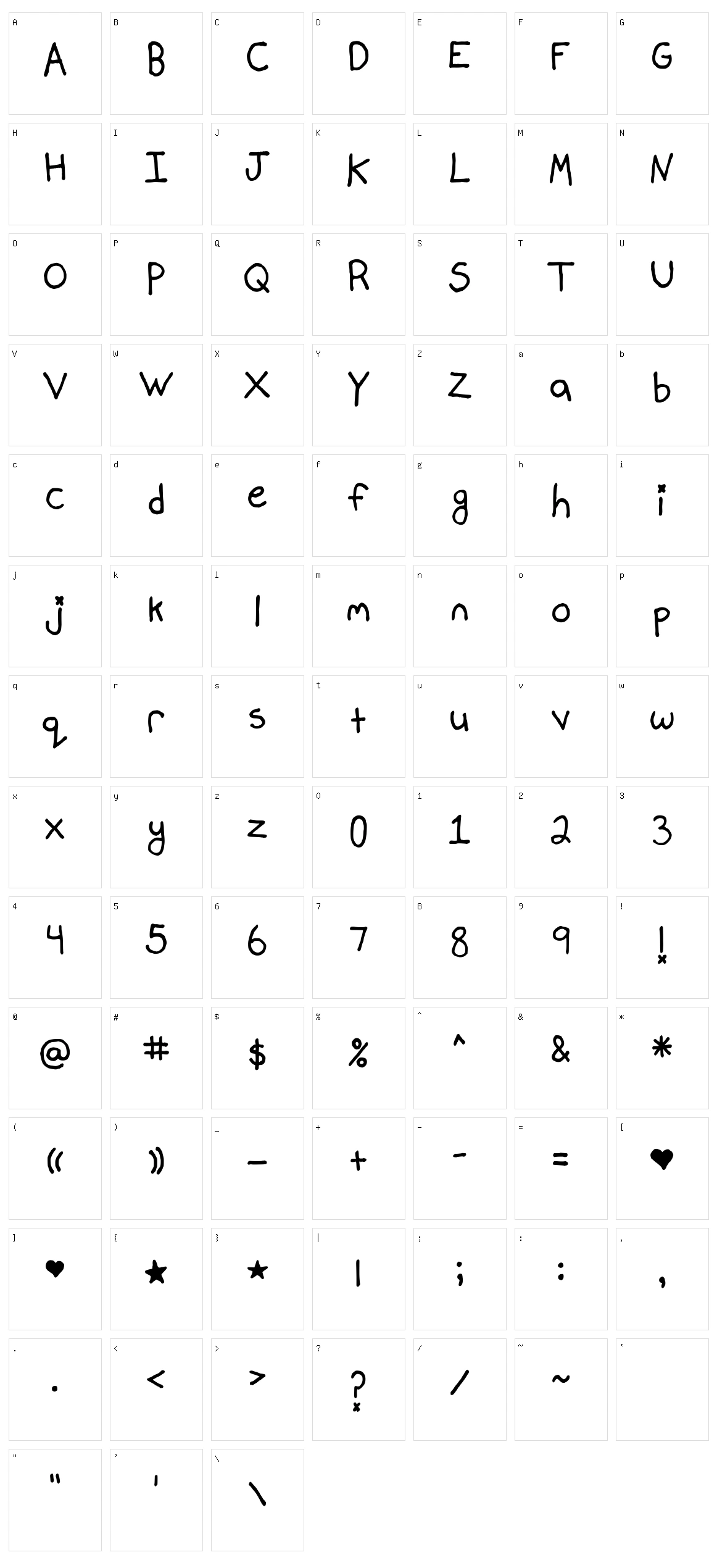 Mallory Maloney's Handwriting Character Set