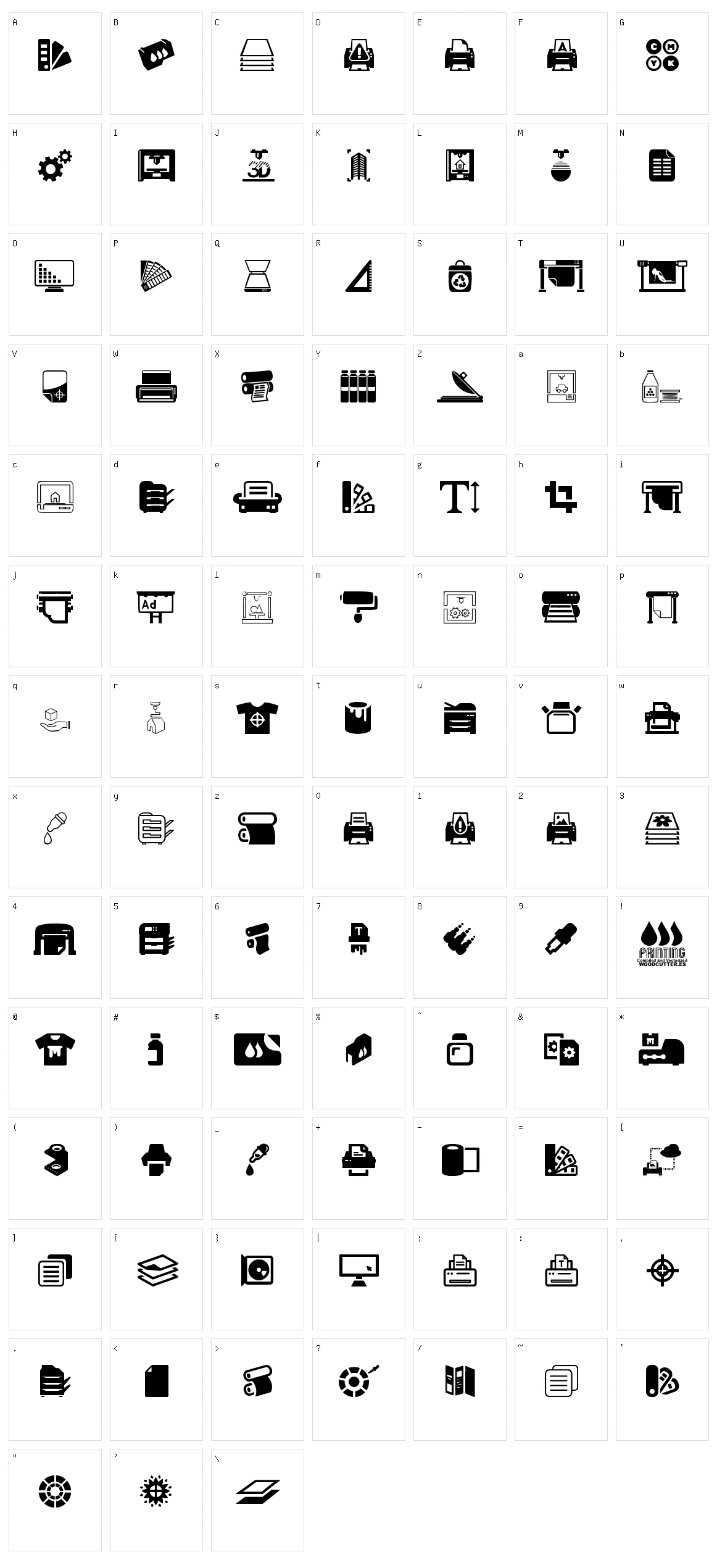 Printing Character Set