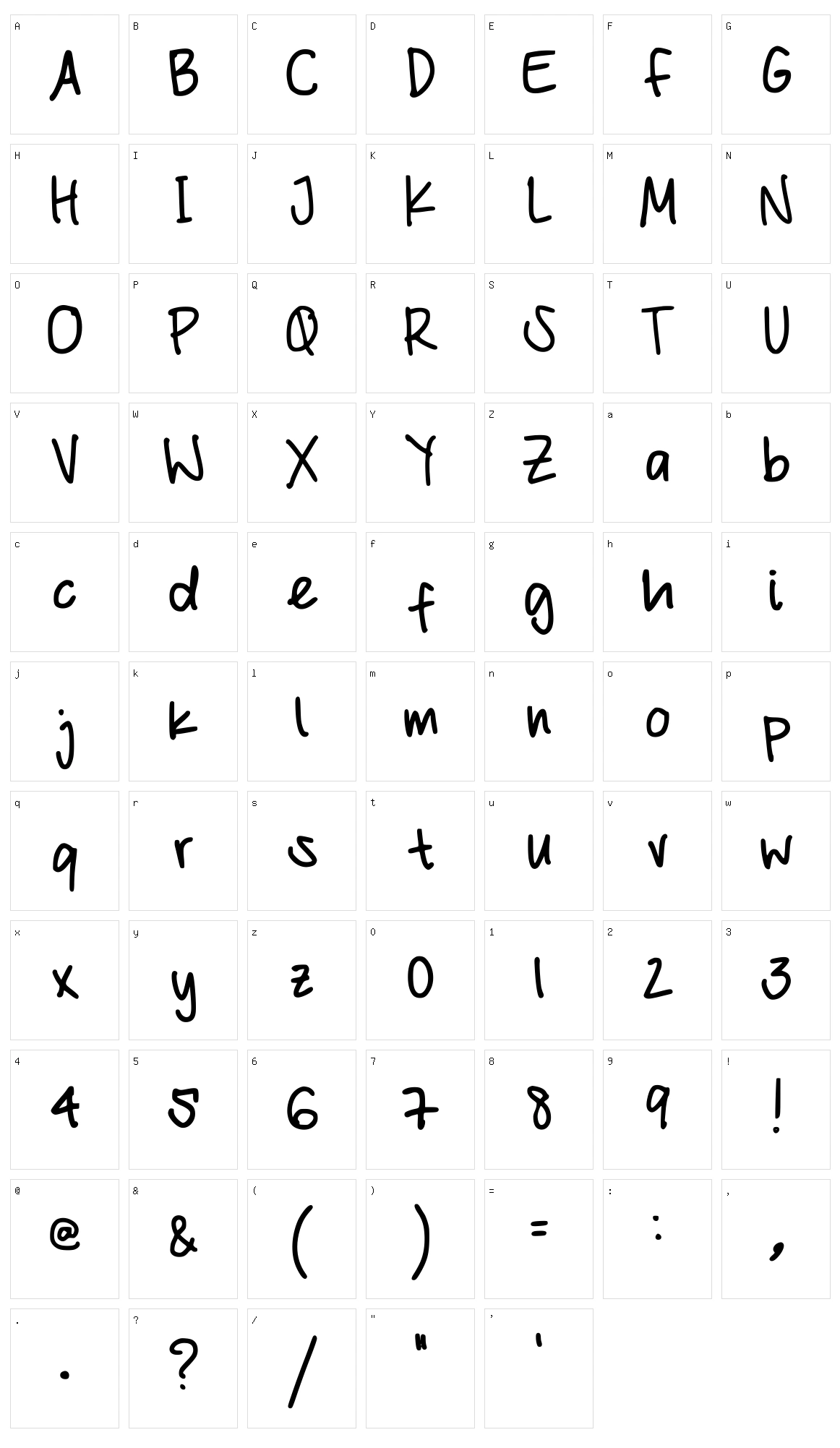 Mares Handwriting Character Set