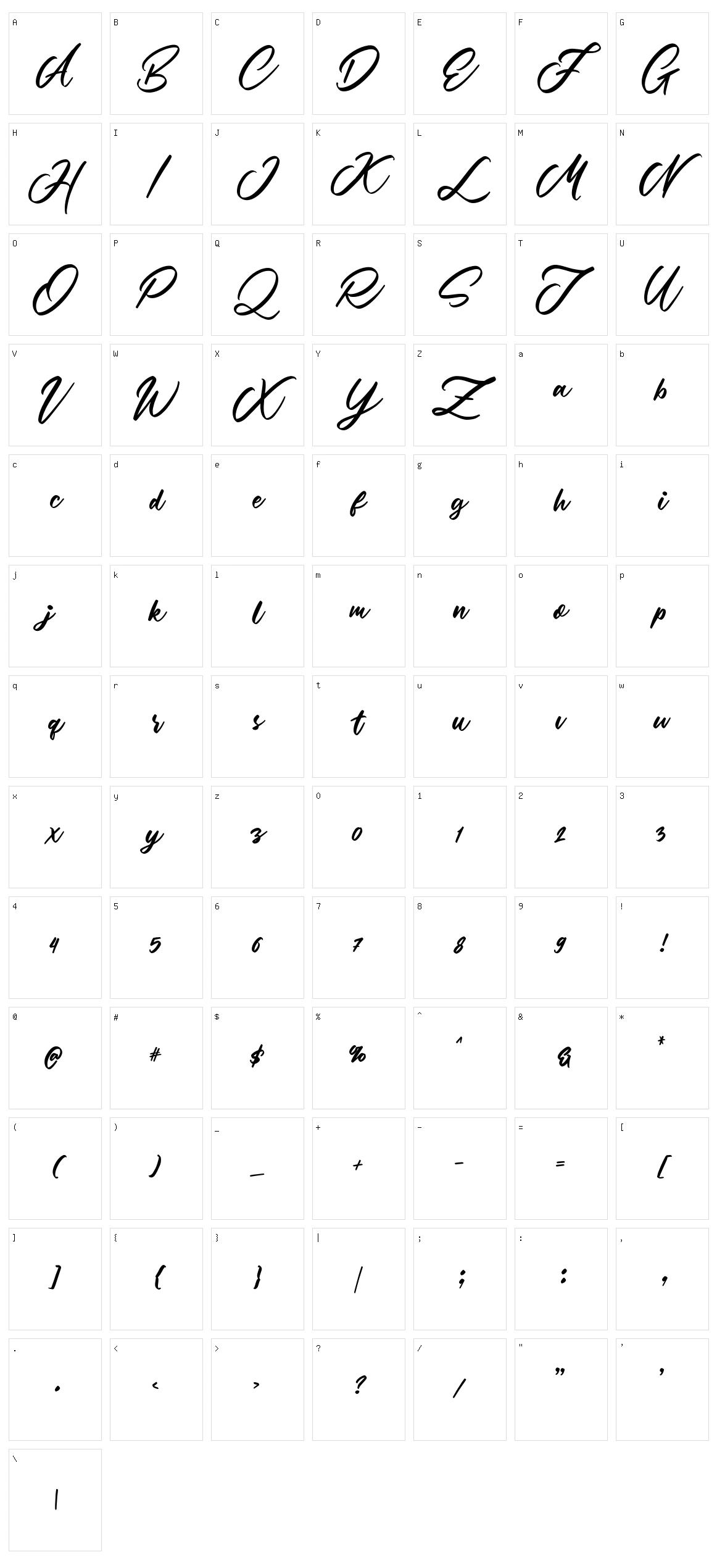 Martial Script Character Set