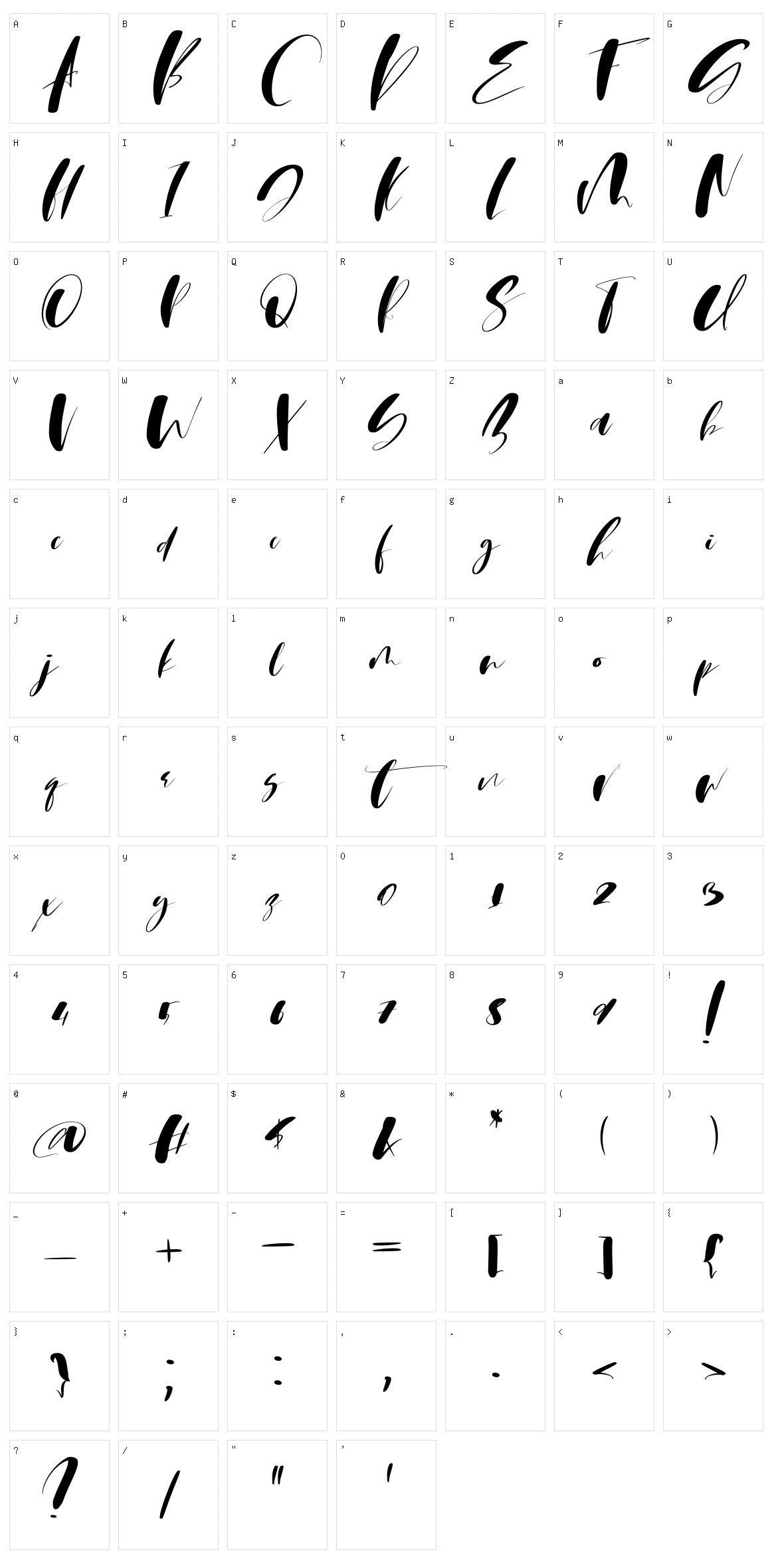 Martin Script Character Set