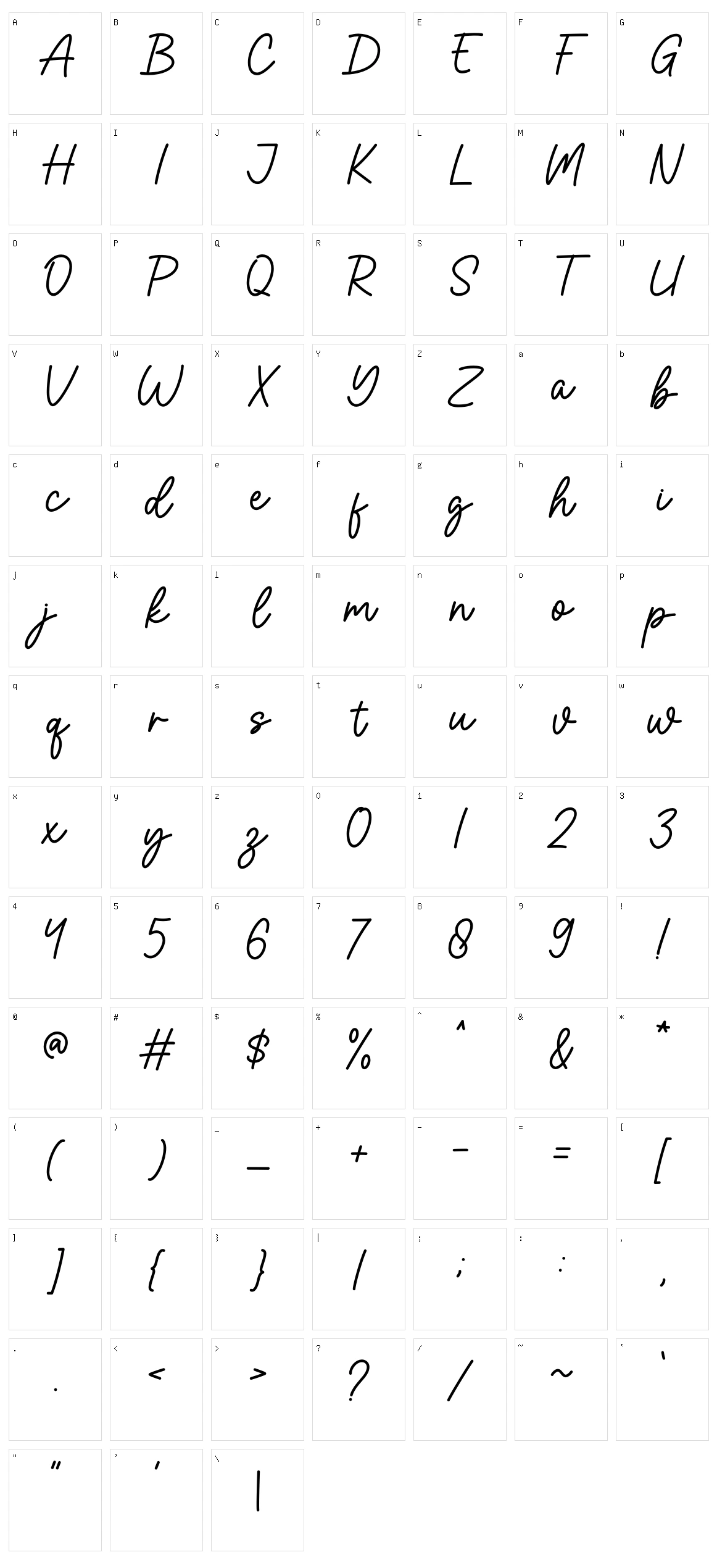 Marvella Character Set