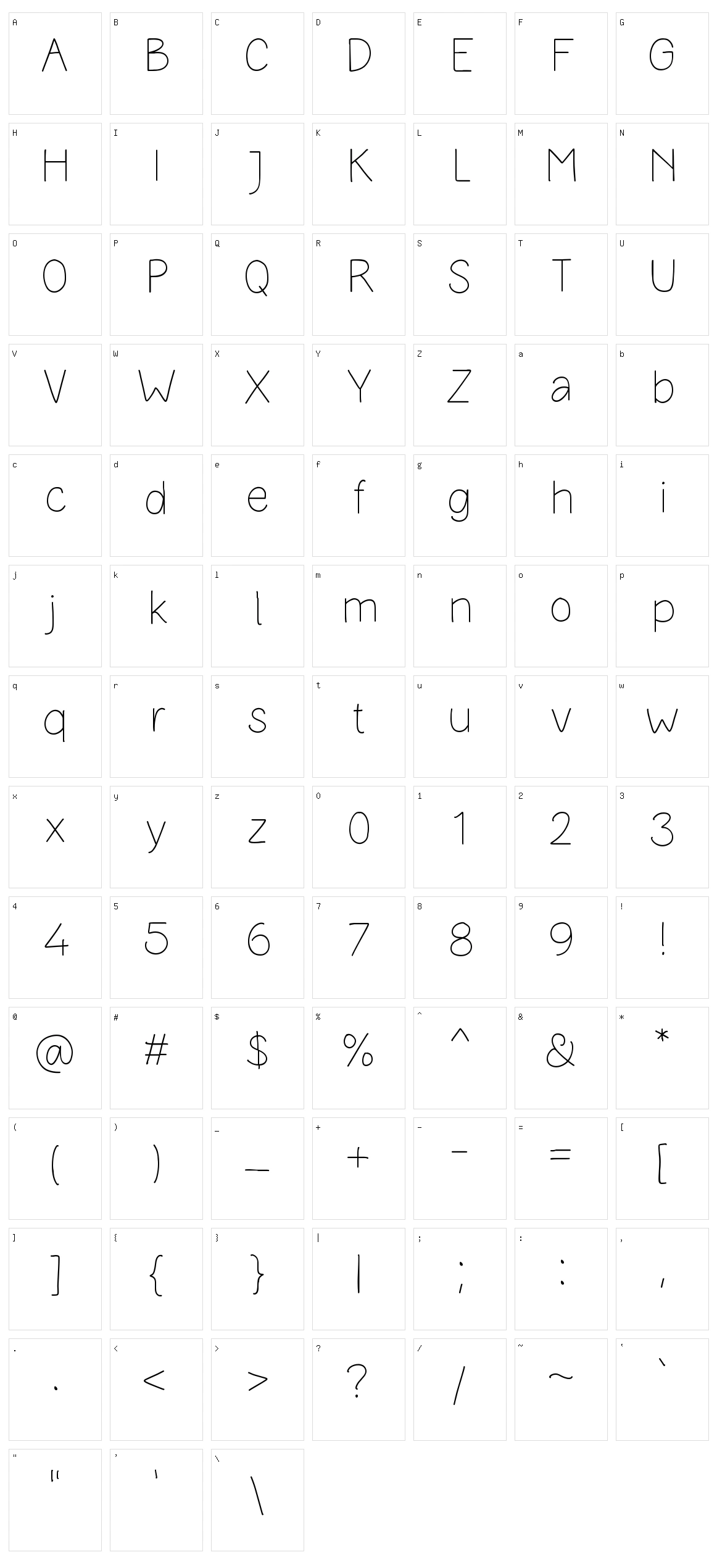 Masa Practice Character Set