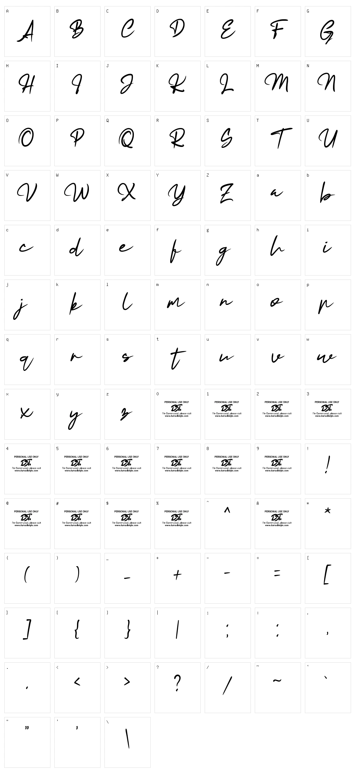 Masquero Character Set